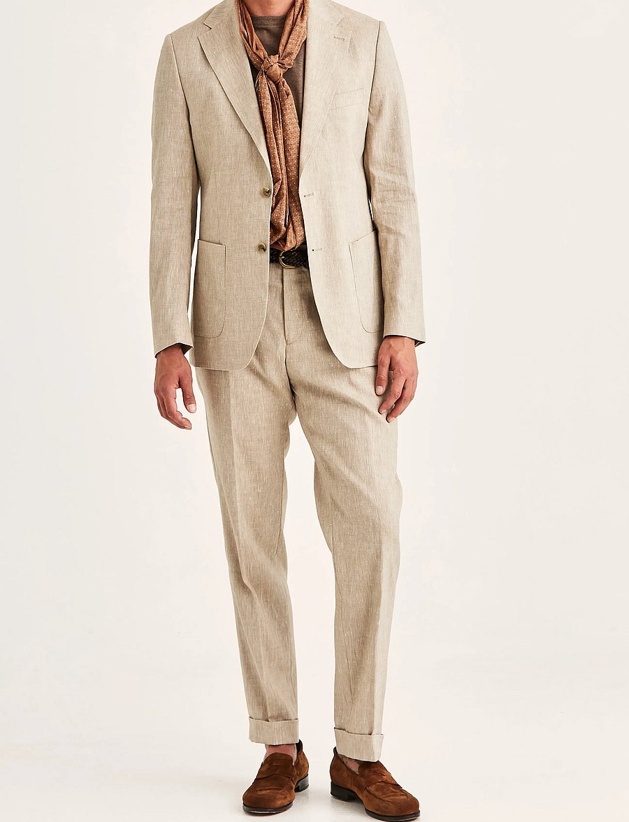Morris - Morris Linen Suit Jacket - enkelknäppta kavajer - khaki - 3