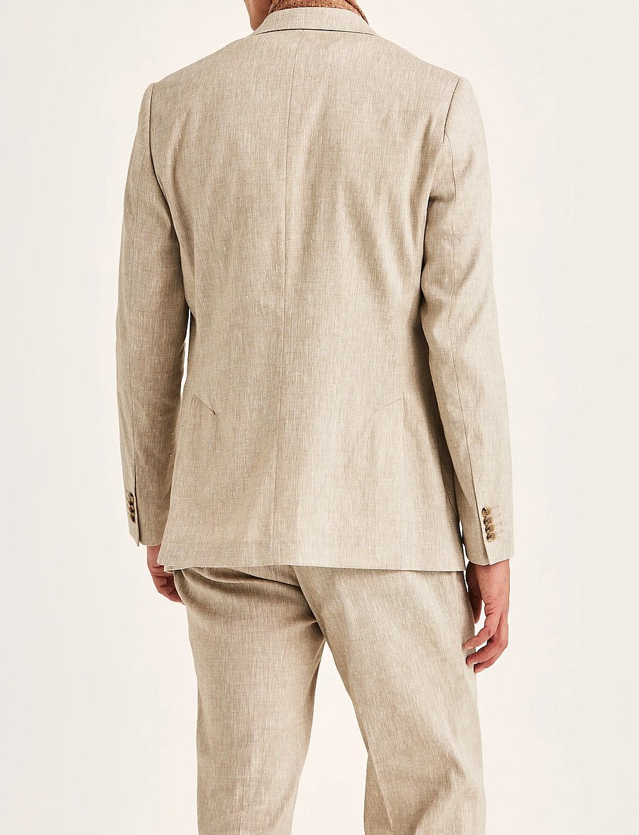 Morris - Morris Linen Suit Jacket - enkelknäppta kavajer - khaki - 4