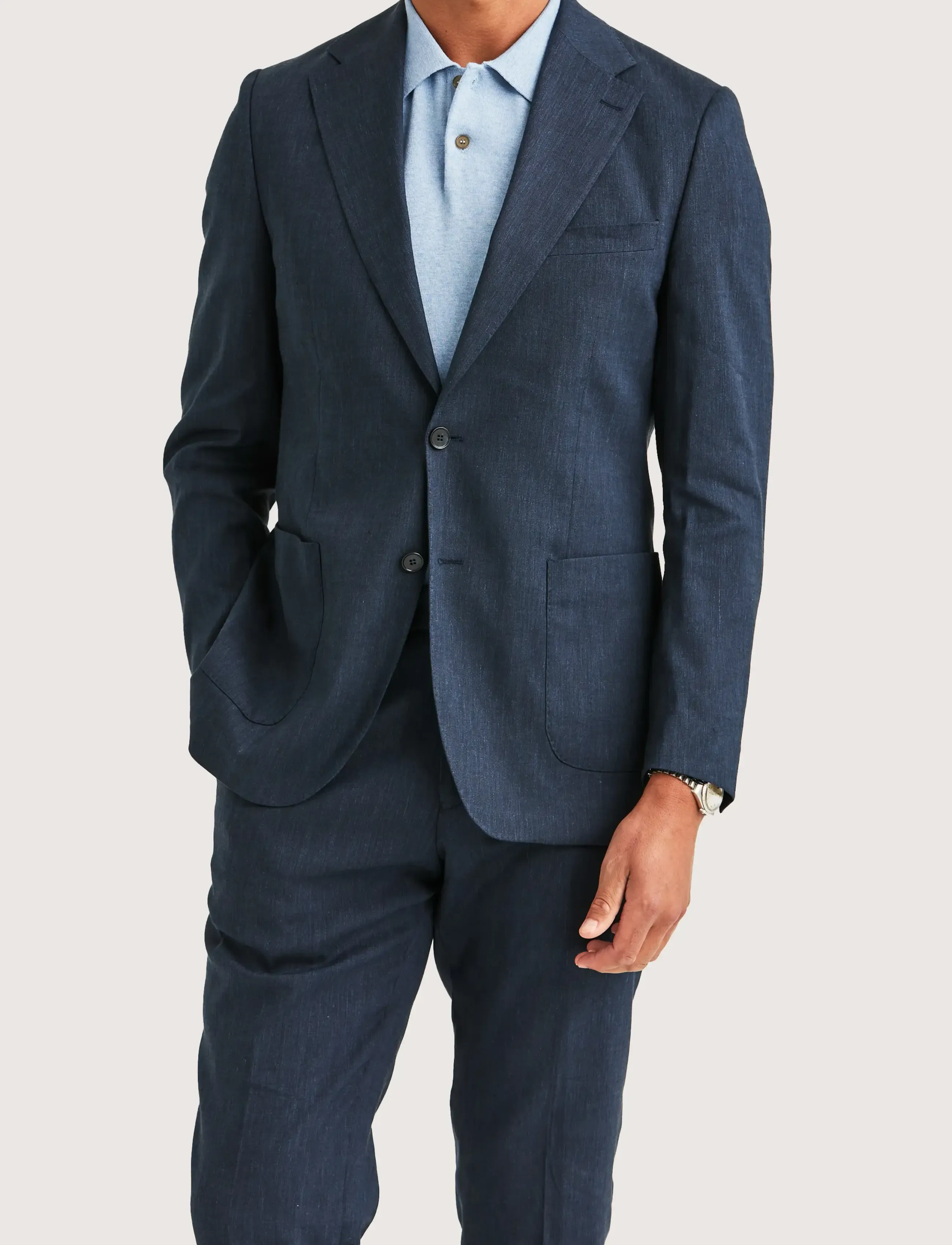 Morris Linen Suit Jacket, Mænd, Hørblazer, Navy, Str: 48