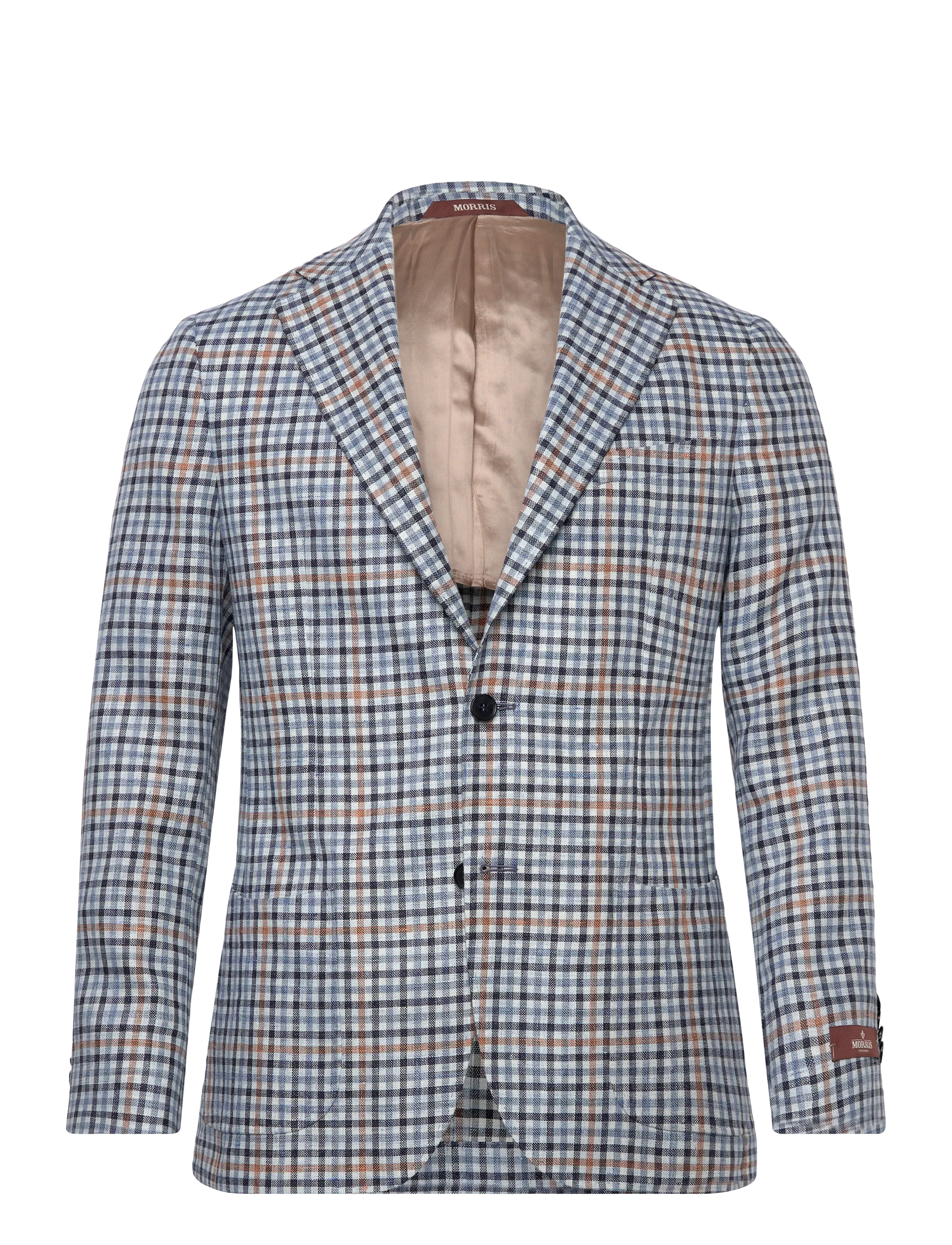 MORRIS Linen Blau Check Jacke Navy - 52 - Herren
