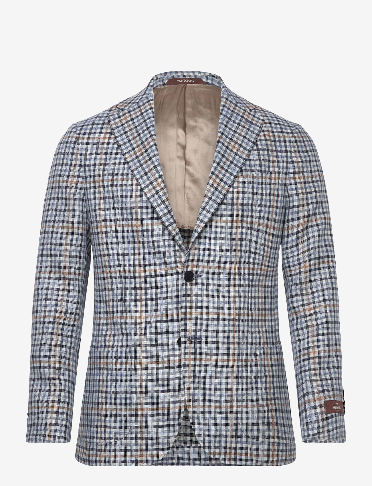 Morris - Linen Blue Check Jacket - enkeltradede blazere - navy - 1