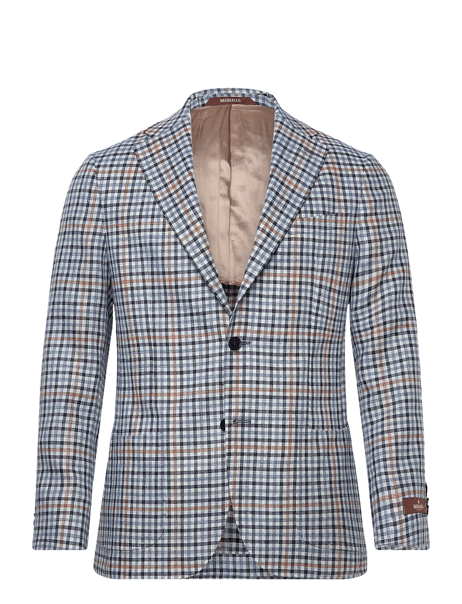 Morris - Linen Blue Check Jacket - Üherealised pintsakud - navy - 1