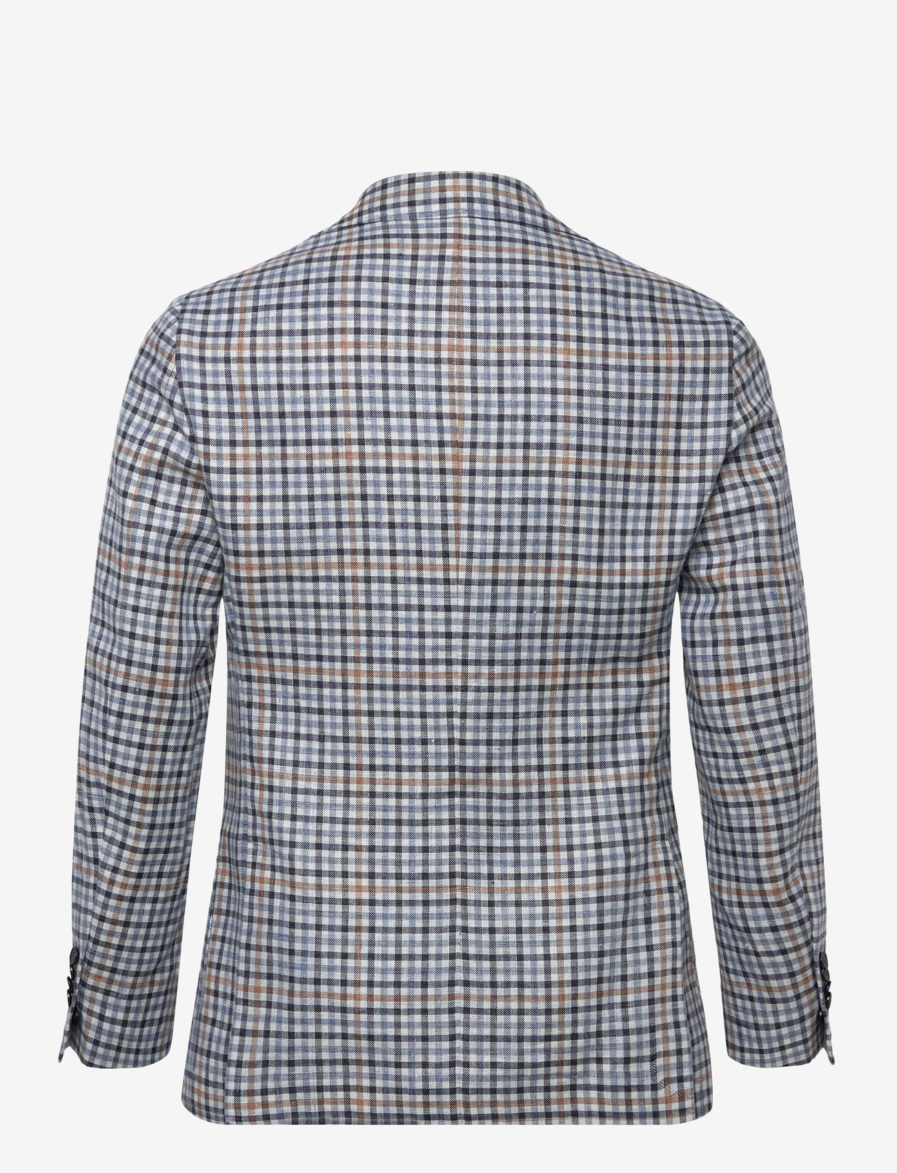 Morris - Linen Blue Check Jacket - enkeltradede blazere - navy - 2