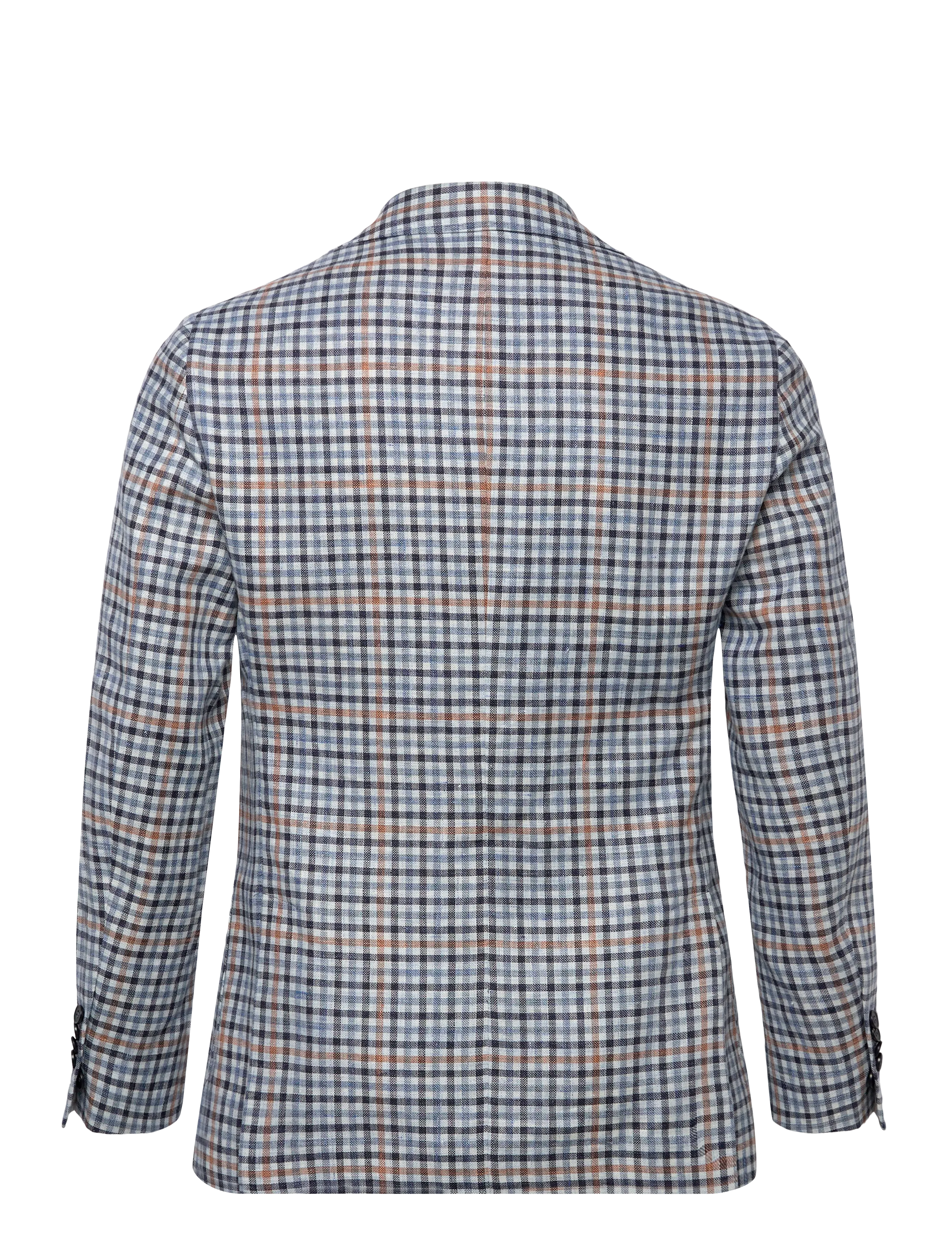 Morris - Linen Blue Check Jacket - Ühe rinnatisega pintsakud - navy - 2