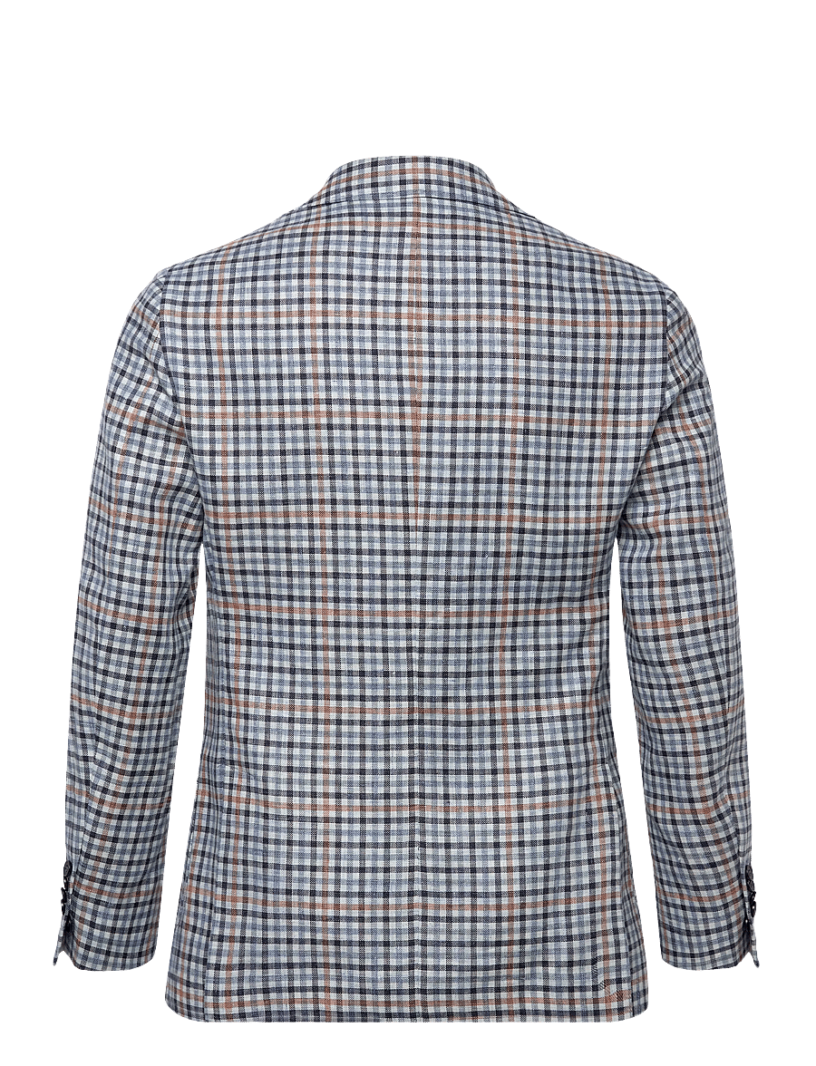 Morris - Linen Blue Check Jacket - Üherealised pintsakud - navy - 2