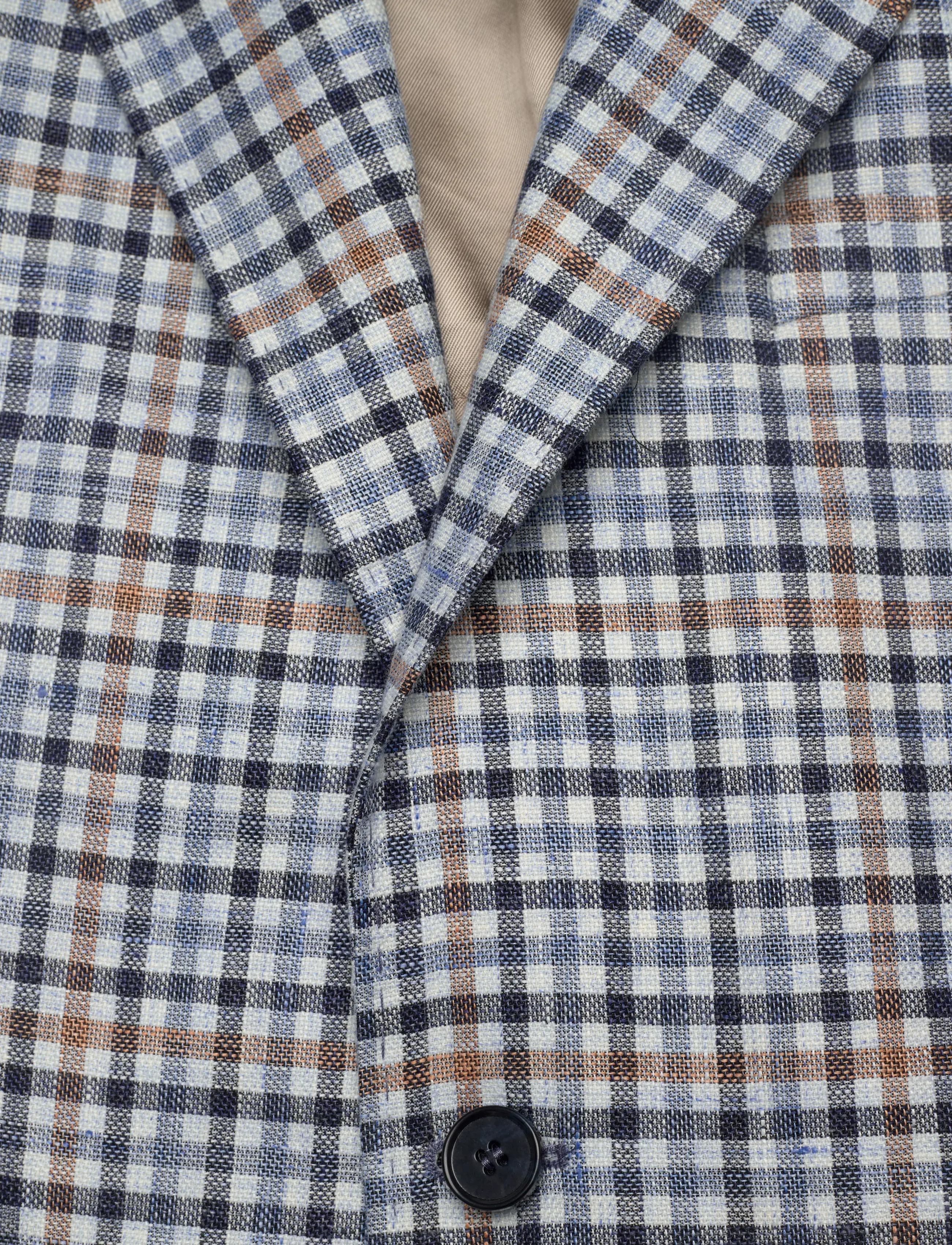 Morris - Linen Blue Check Jacket - Ühe rinnatisega pintsakud - navy - 5