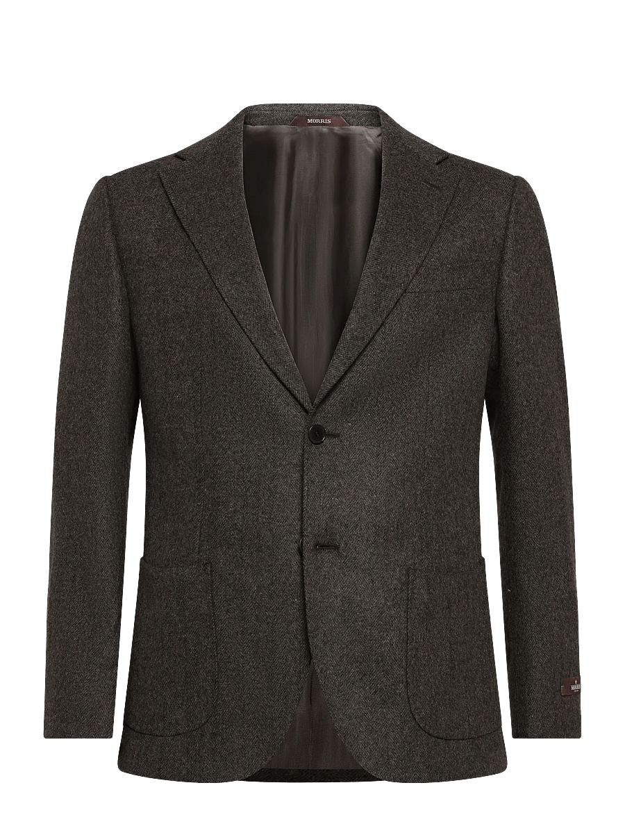 Morris - Soft Herringbone Jacket - einreiher - brown - 1
