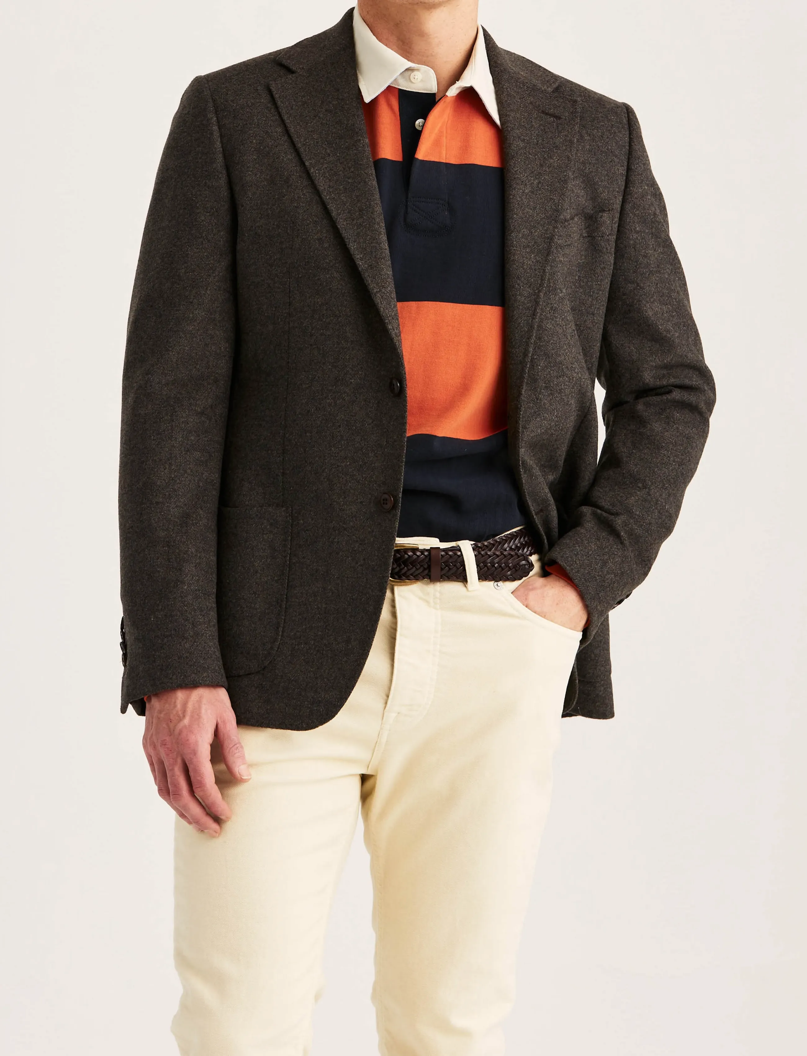 Morris - Soft Herringbone Jacket - brown - 0