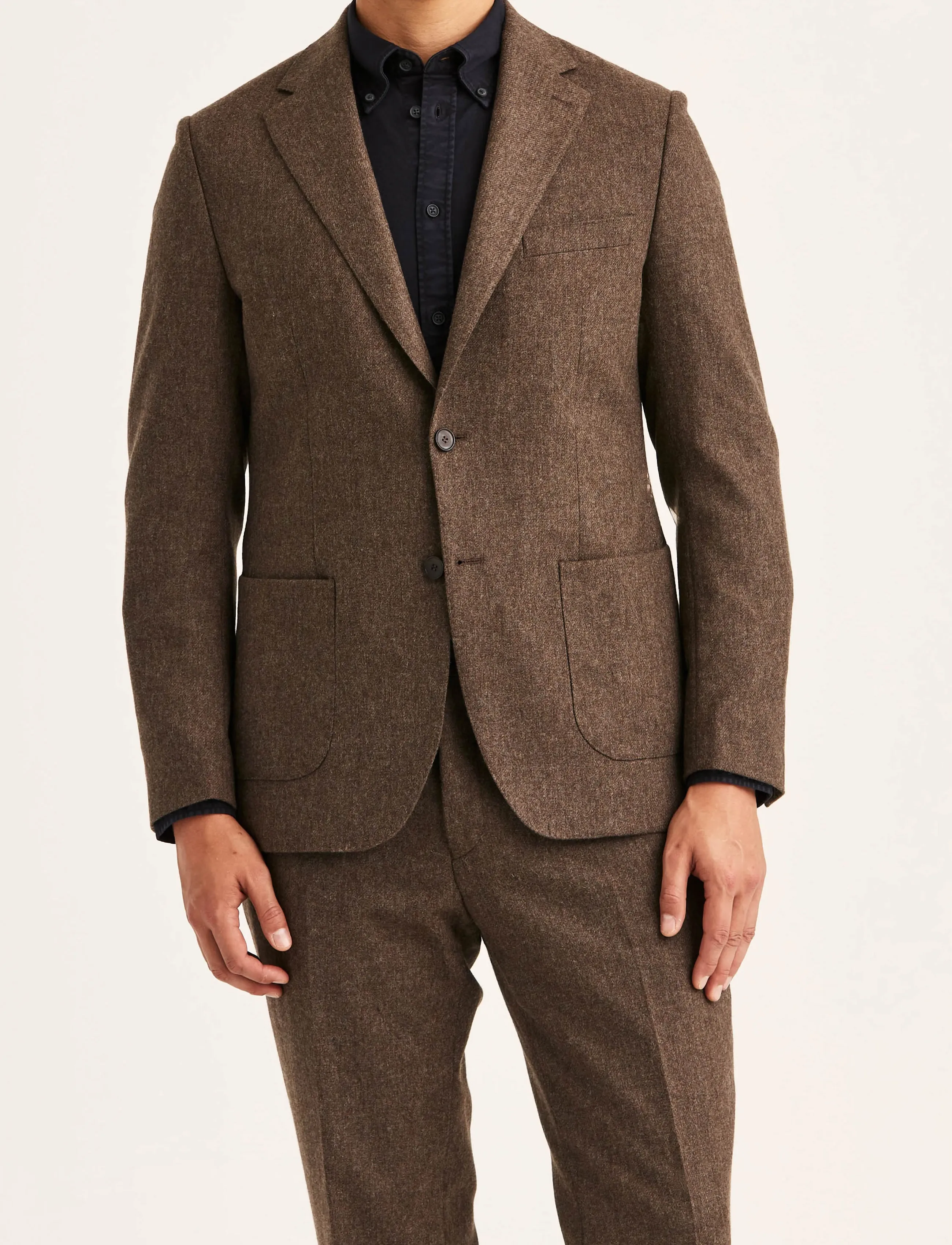 Morris - Flannel Suit Jacket - brown - 4