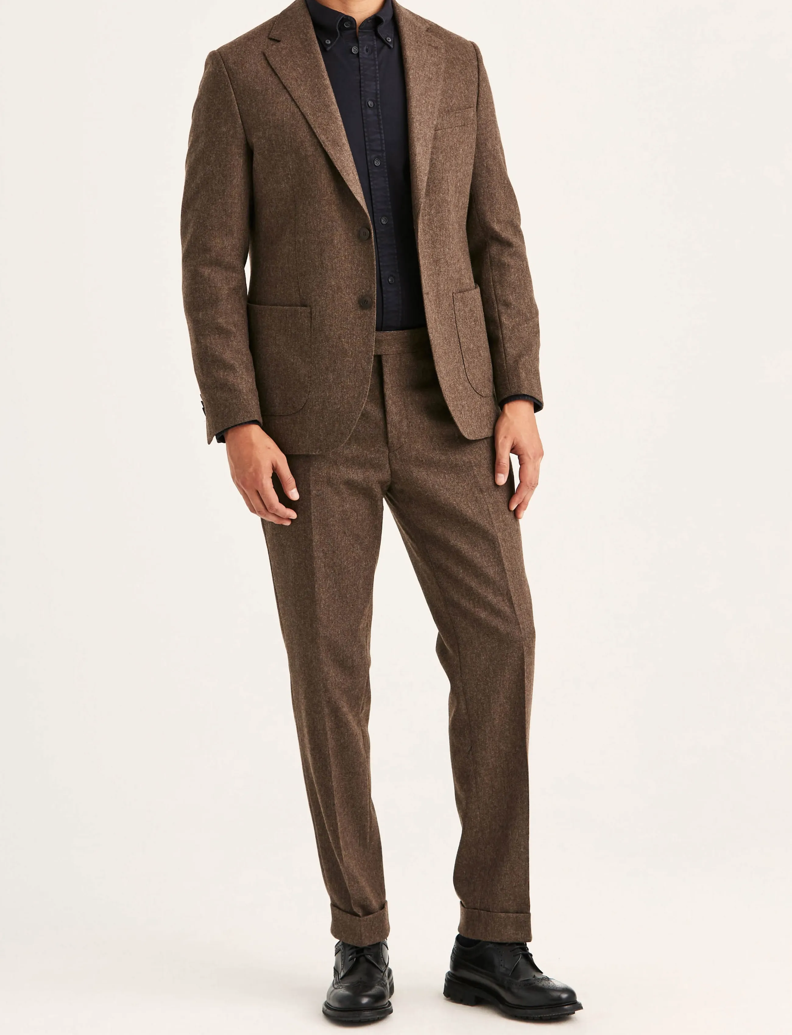 Morris - Flannel Suit Jacket - brown - 5