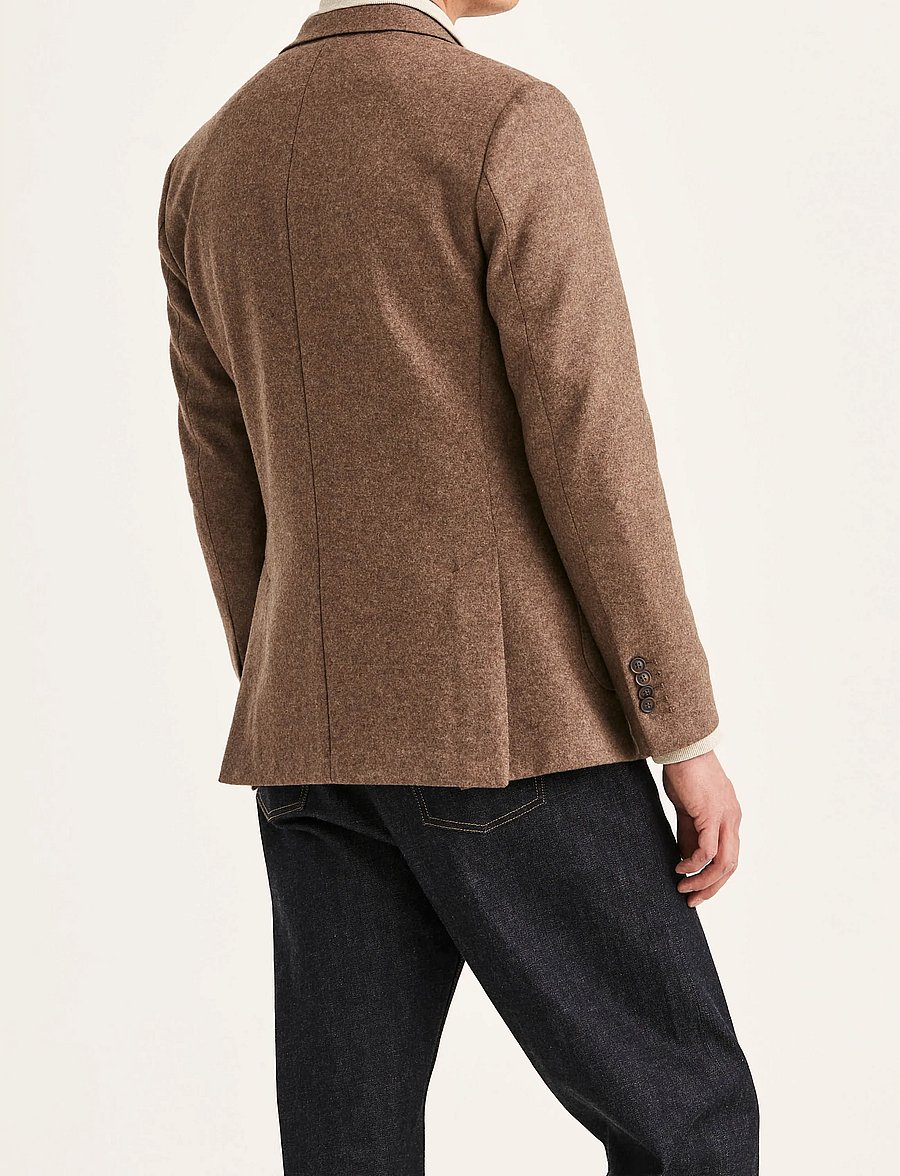 Morris - Wool Jersey Jacket - single breasted blazers - brown - 4