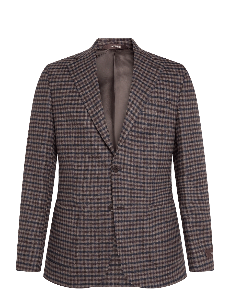 Morris - Soft Check Jacket - enkeltradede blazere - brown - 1