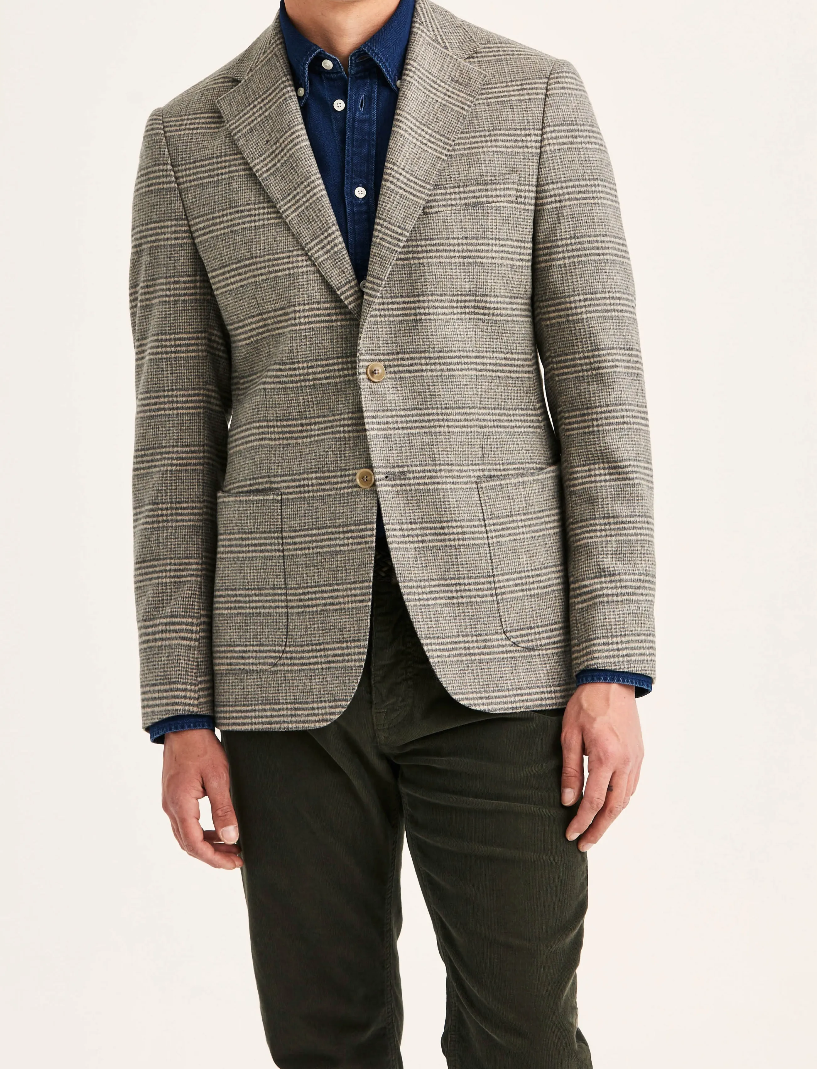 Morris - Soft Check Jacket - enkeltradede blazere - brown - 0