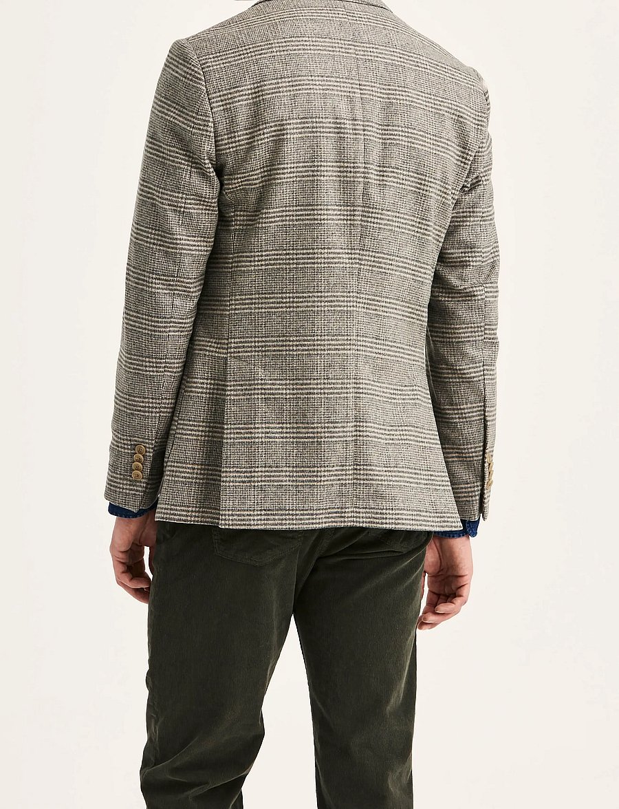 Morris - Soft Check Jacket - enkeltradede blazere - brown - 4