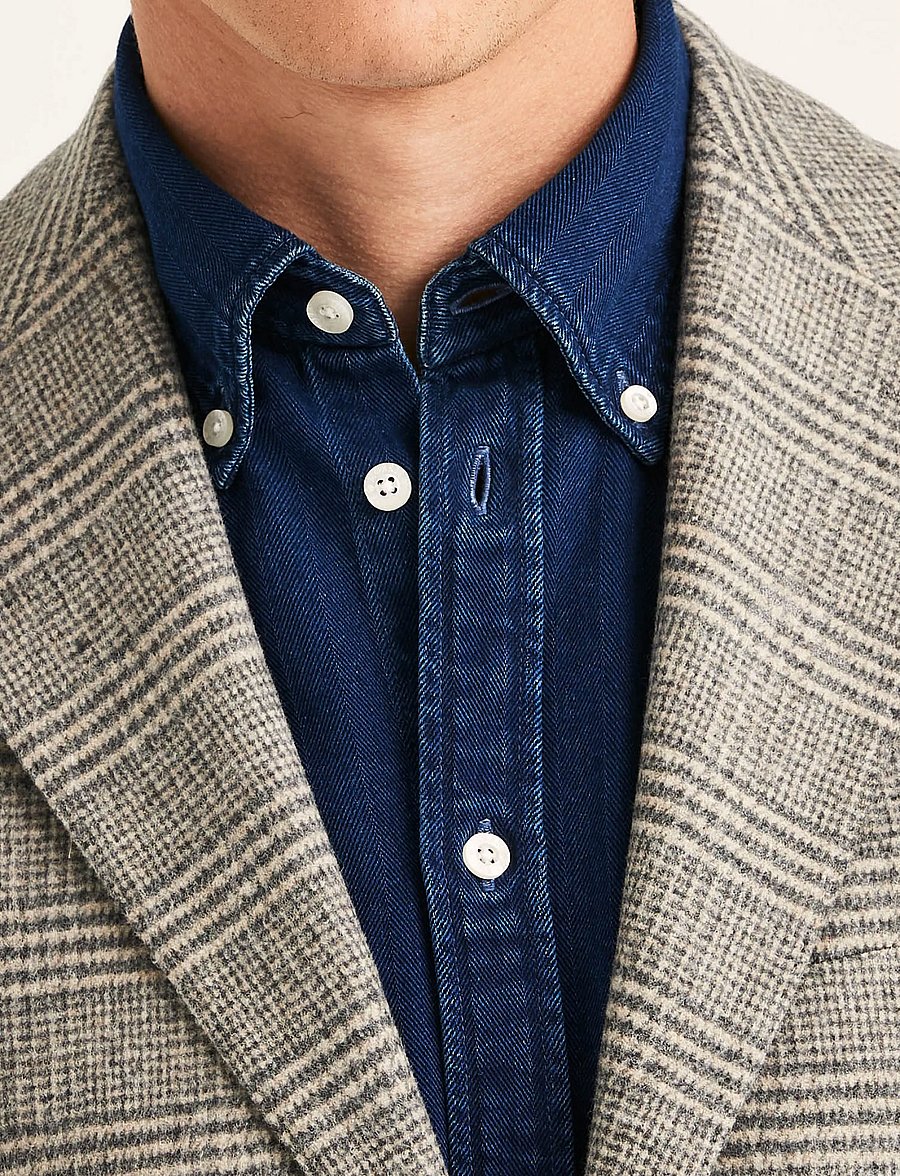 Morris - Soft Check Jacket - enkeltradede blazere - brown - 5