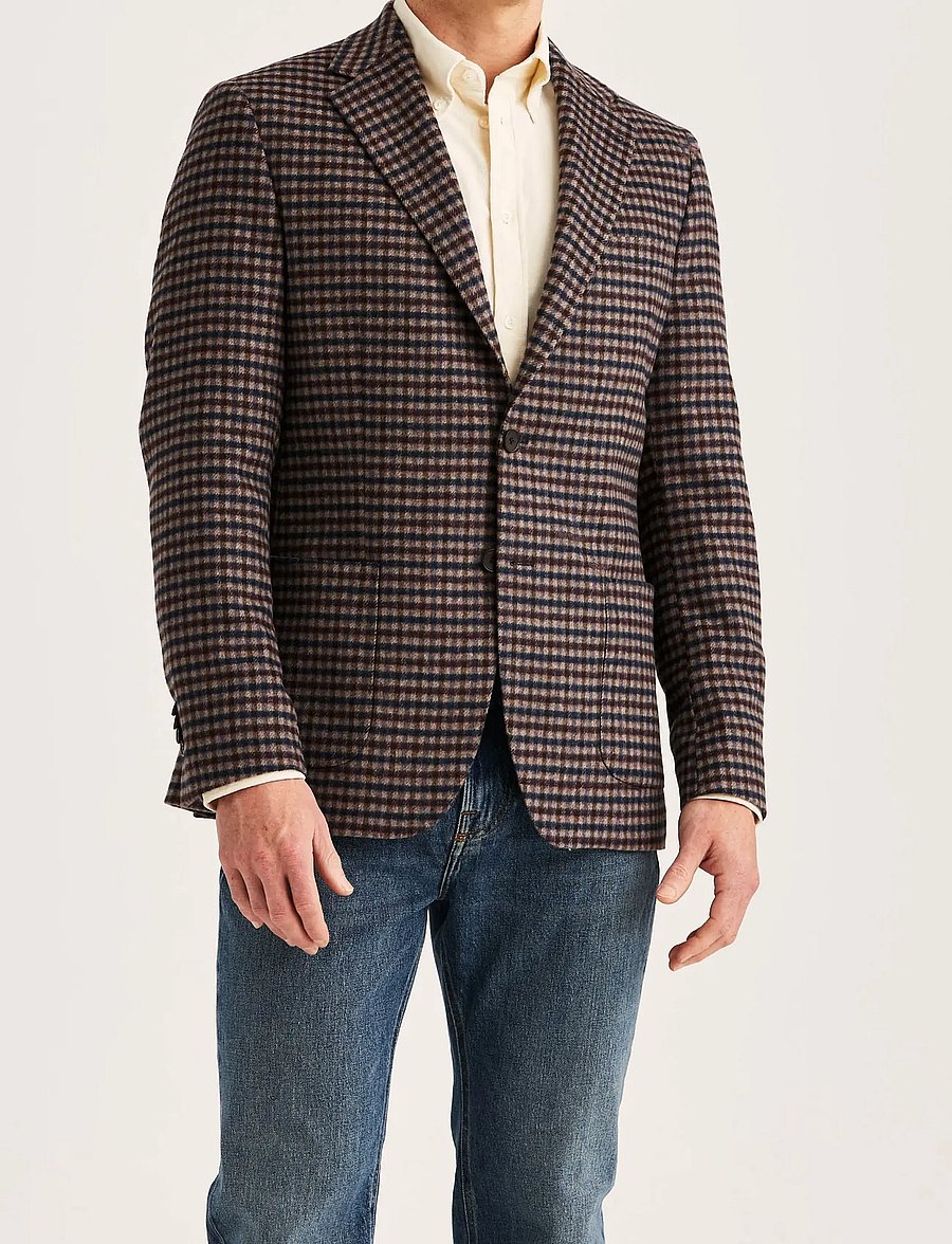 Morris - Soft Check Jacket - einreiher - brown - 2