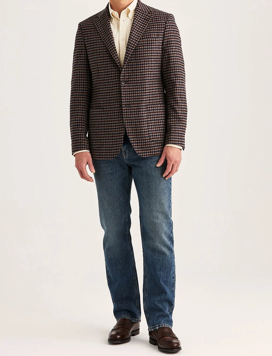 Morris - Soft Check Jacket - einreiher - brown - 3