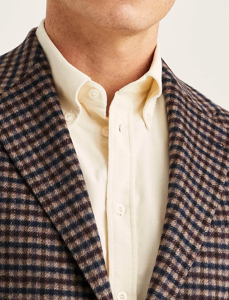 Morris - Soft Check Jacket - einreiher - brown - 5