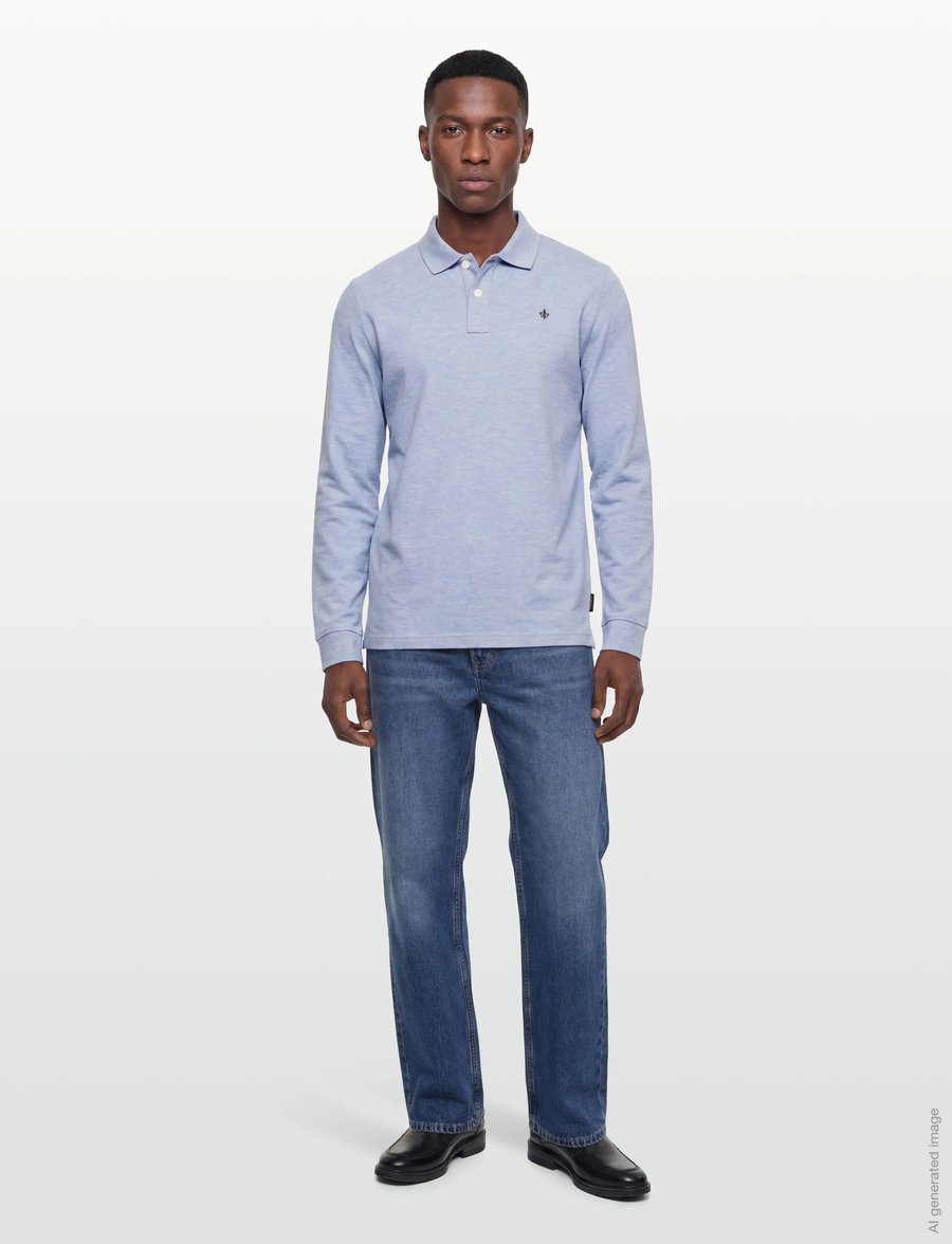 Morris - Camden LS Polo Shirt - langermede - blue - 0