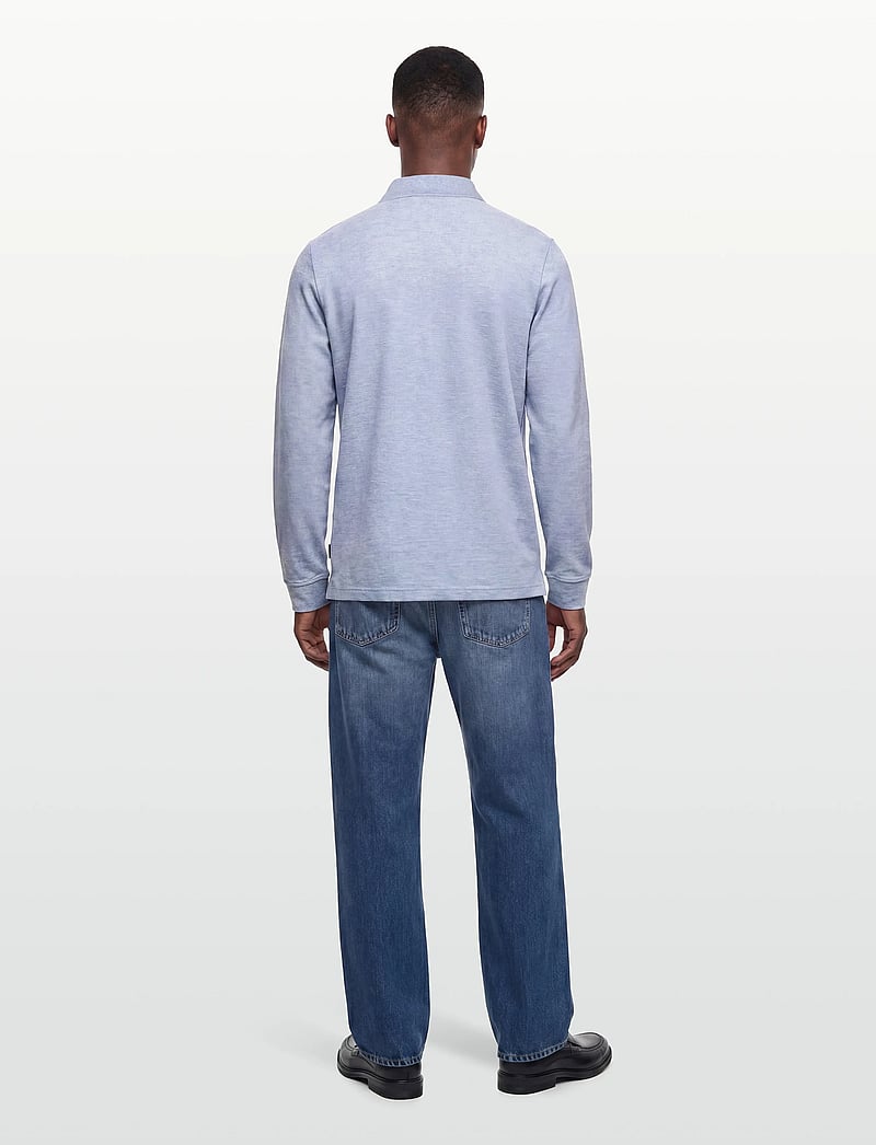 Morris - Camden LS Polo Shirt - langærmede poloer - blue - 4