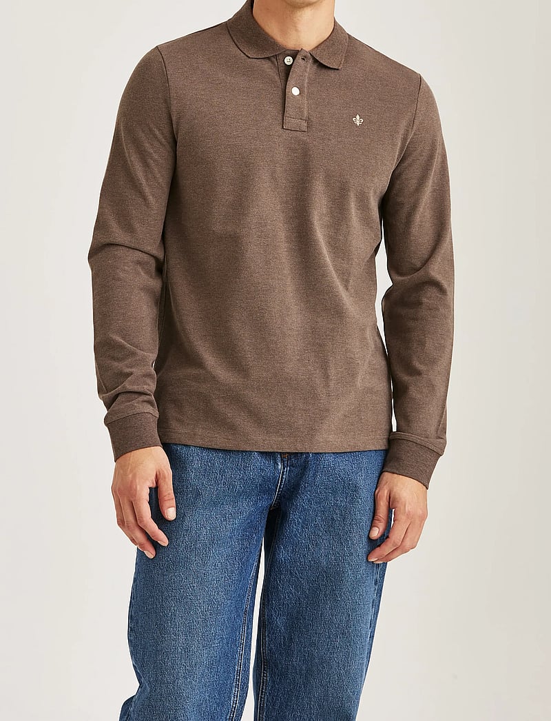 Morris - Camden LS Polo Shirt - langærmede poloer - brown - 0