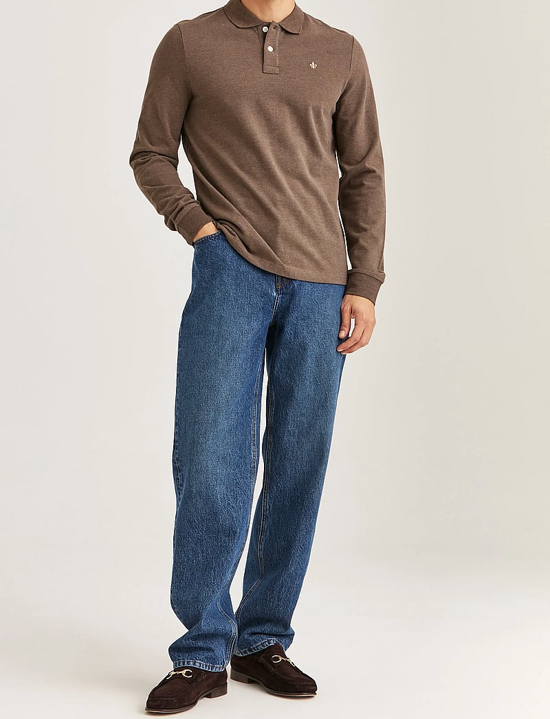 Morris - Camden LS Polo Shirt - langærmede poloer - brown - 3