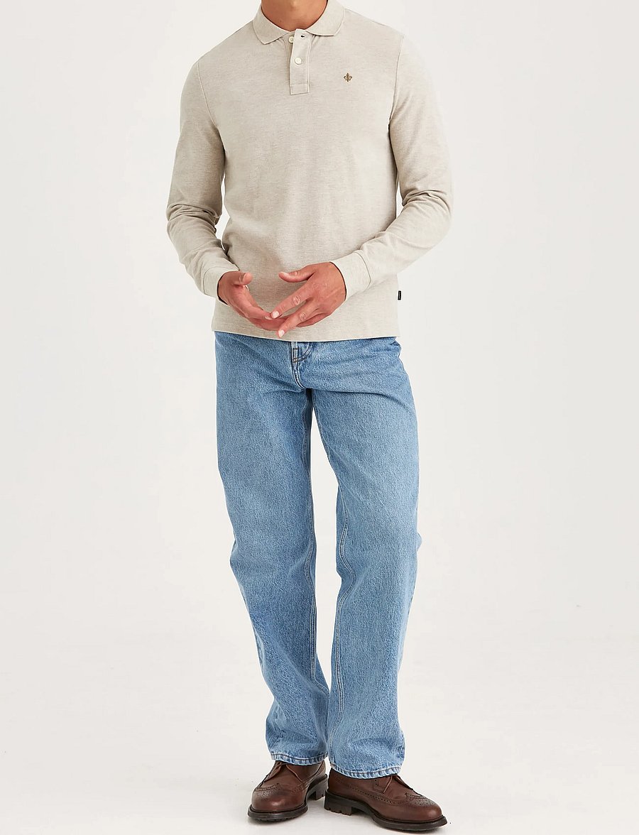Morris - Camden LS Polo Shirt - långärmade pikéer - khaki - 3