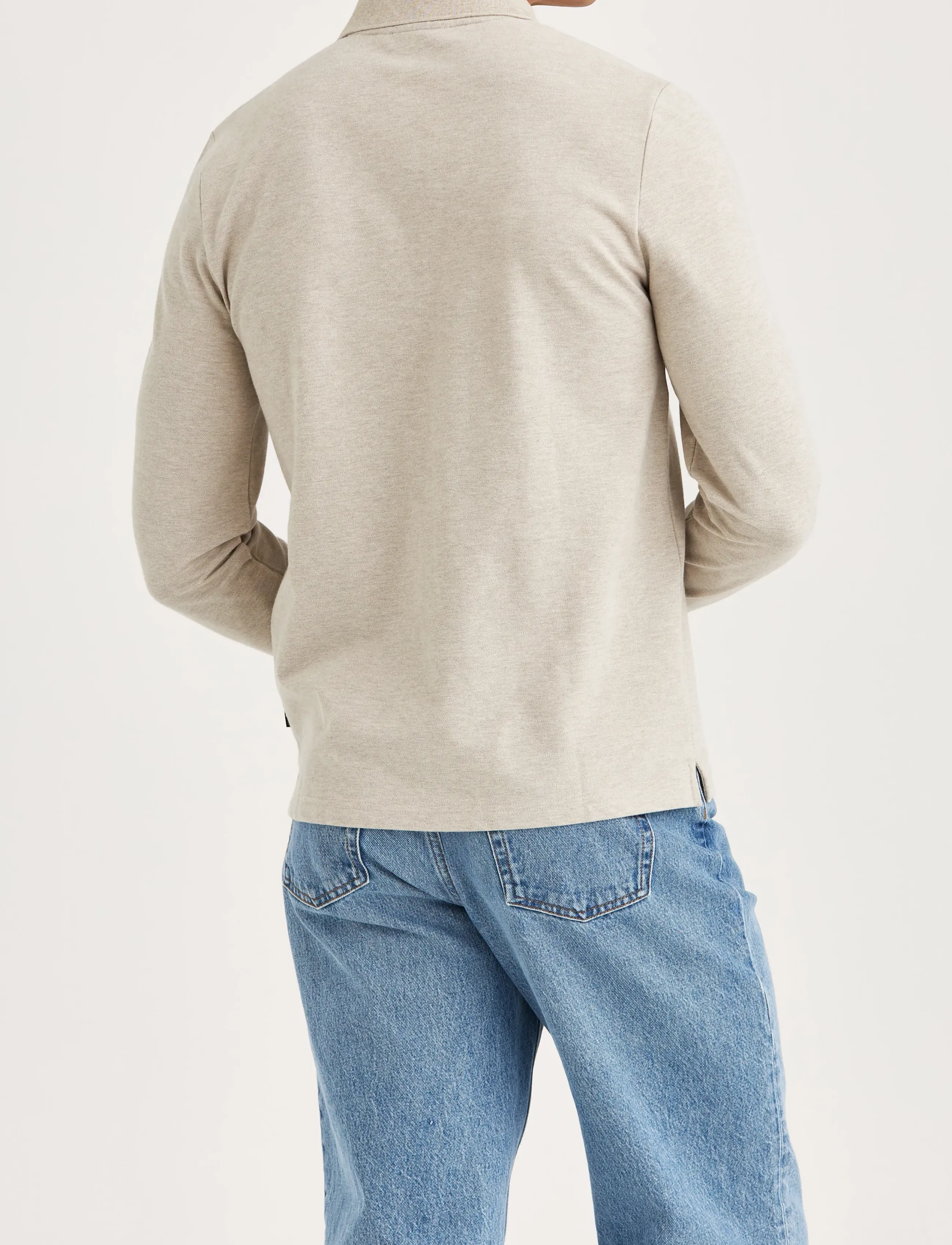 Morris - Camden LS Polo Shirt - long-sleeved polos - khaki - 4