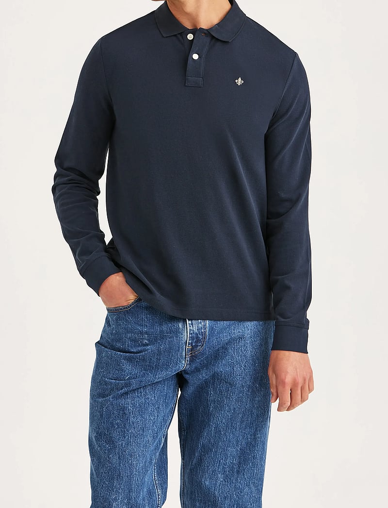 Morris - Camden LS Polo Shirt - langærmede poloer - old blue - 0