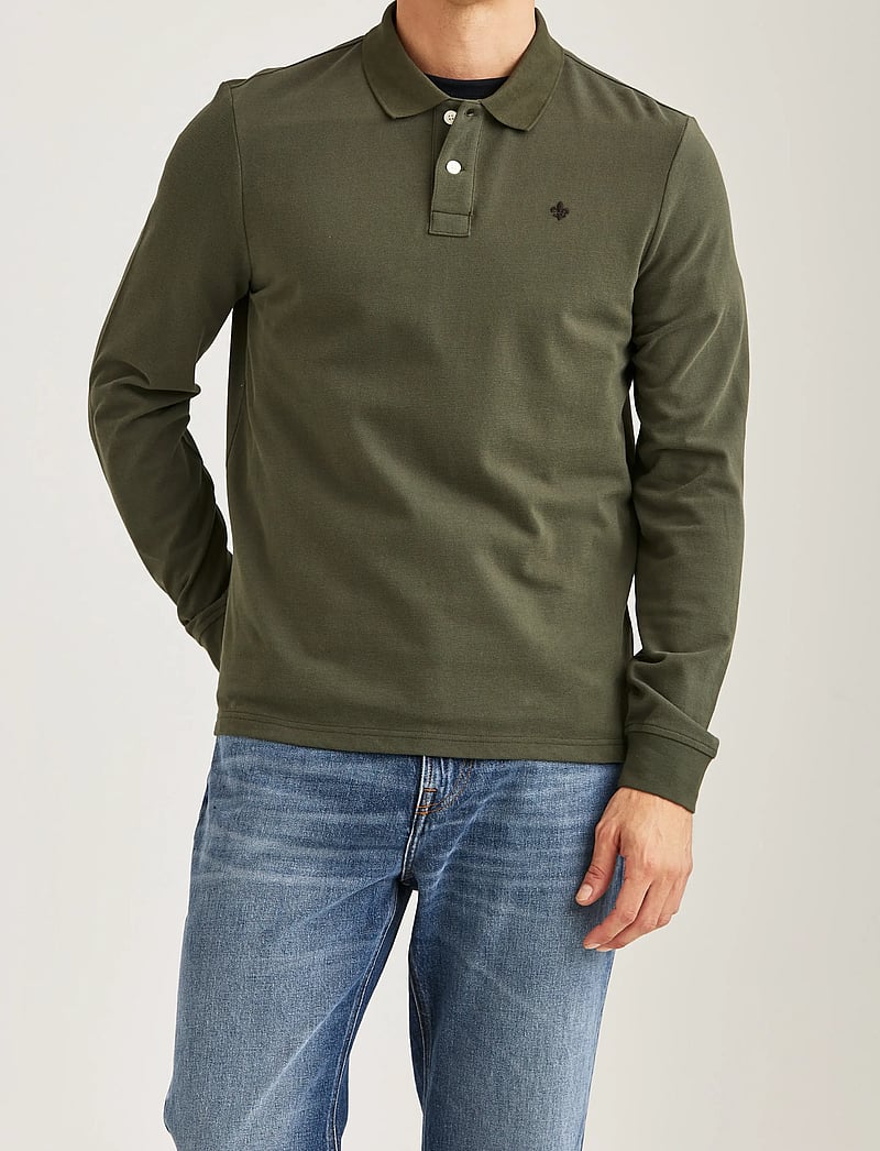 Morris - Camden LS Polo Shirt - langärmelig - olive - 0