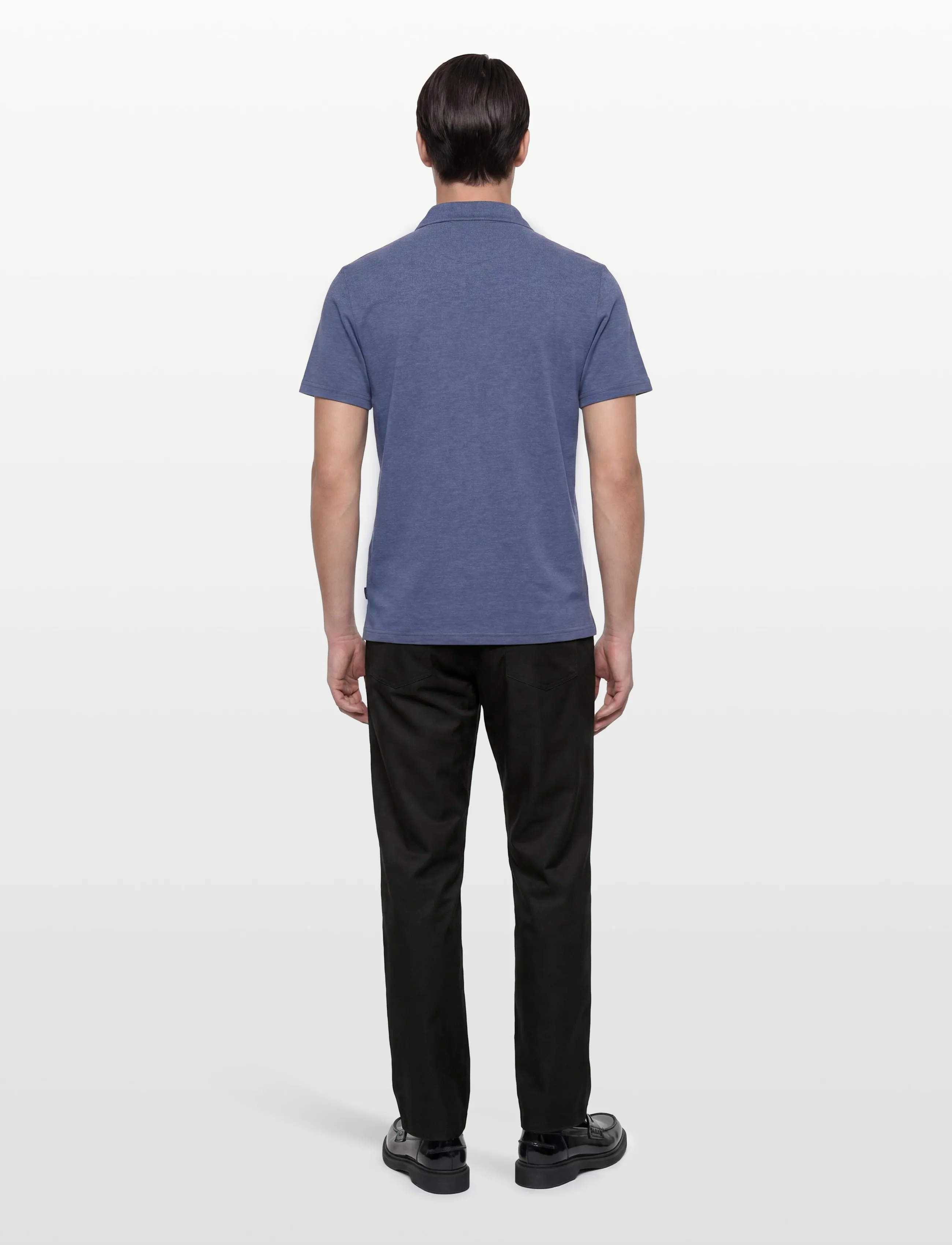 Morris - Dylan Piqué Shirt - short-sleeved polos - middel blue - 4