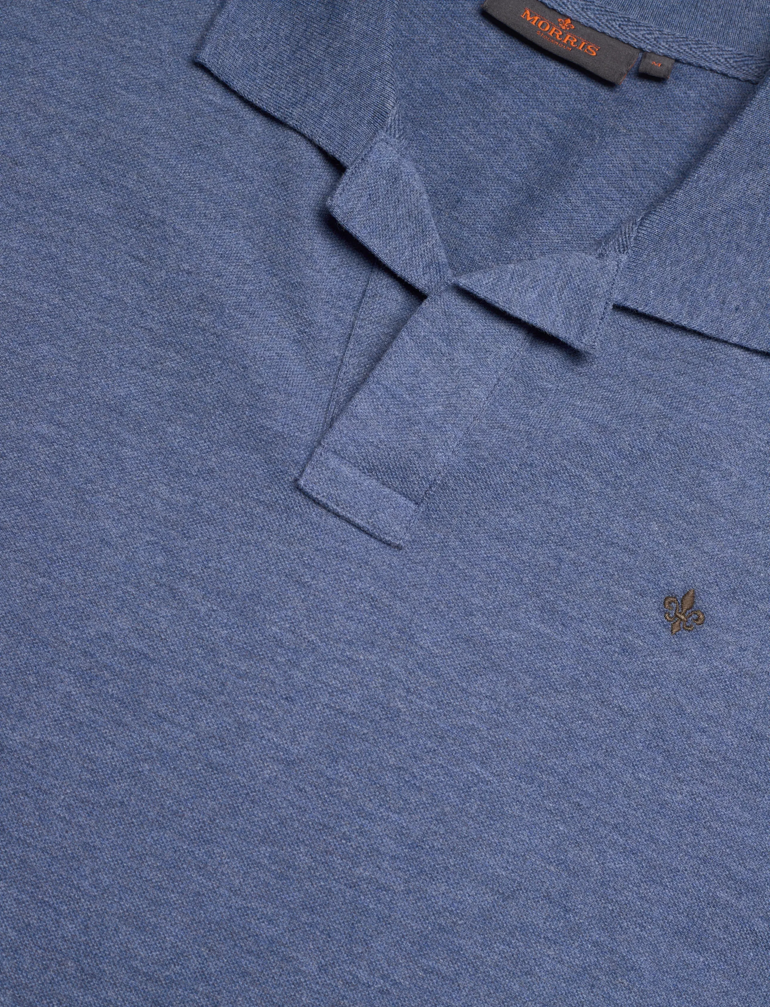 Morris - Dylan Piqué Shirt - short-sleeved polos - middel blue - 5