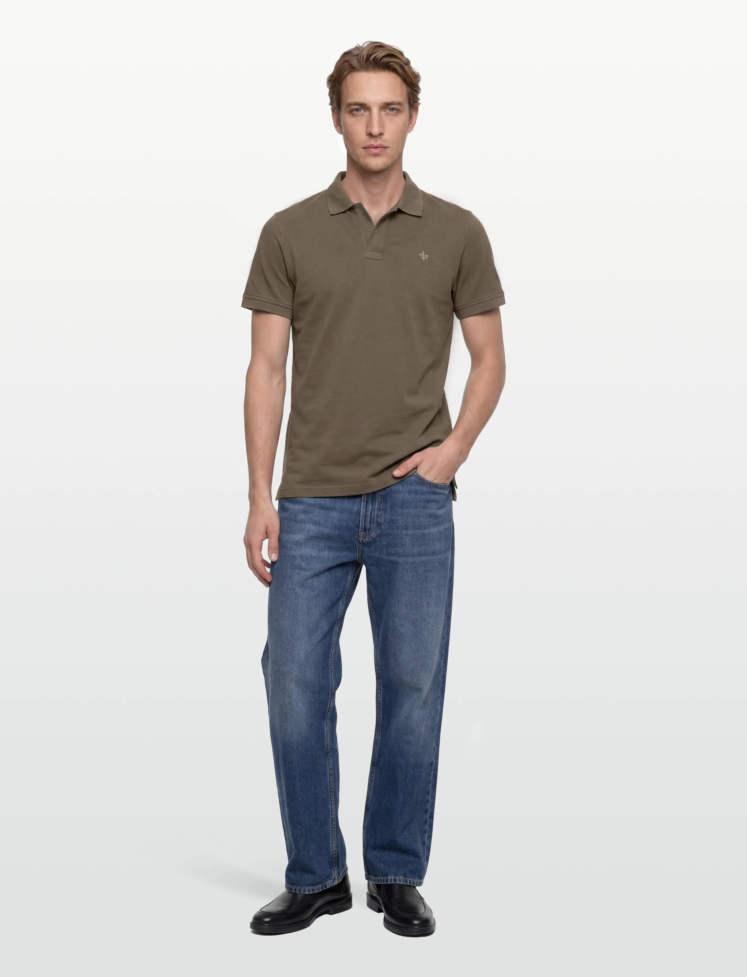 Morris Dylan Piqué Shirt, XS, Khaki green, Poloer > Kortærmede, Herre