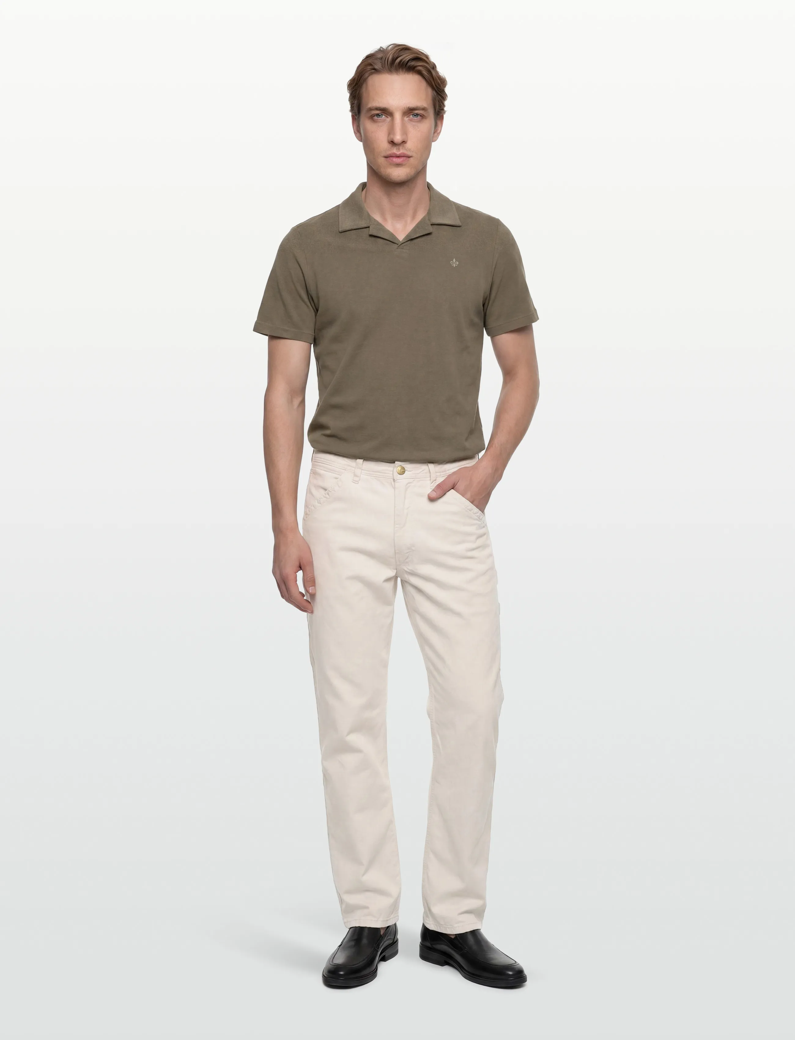 Morris Delon Terry Shirt, Mænd, Frotté Skjorte, Kakigrøn, Str: M