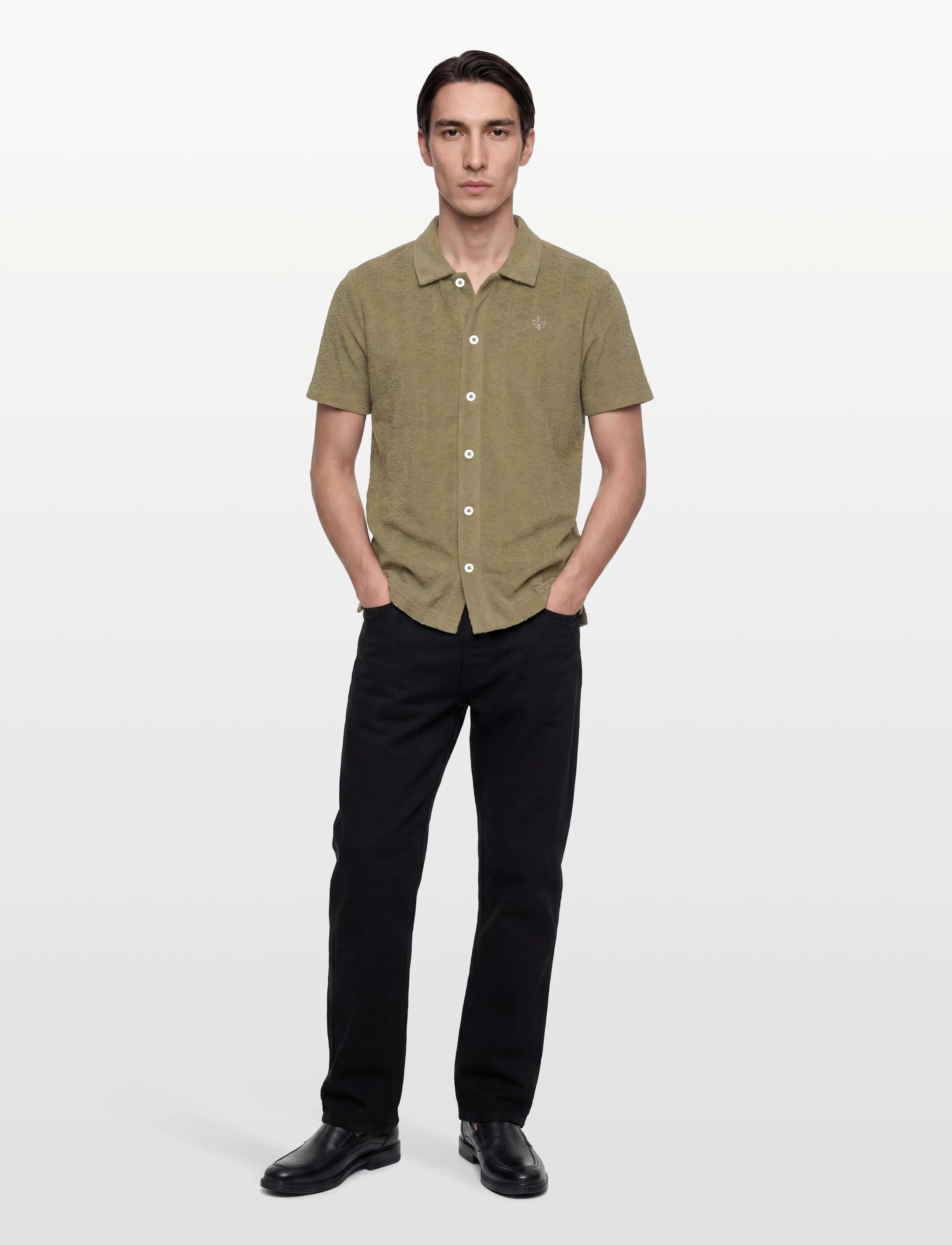 Morris Shellby Terry Shirt, L, Khaki green, Skjorter > Afslappet Shirts, Herre