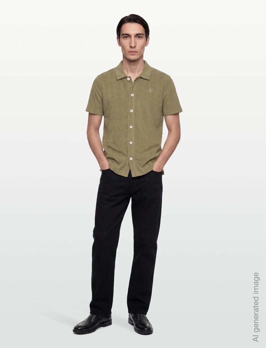 Morris - Shellby Terry Shirt - casual skjorter - olive - 0