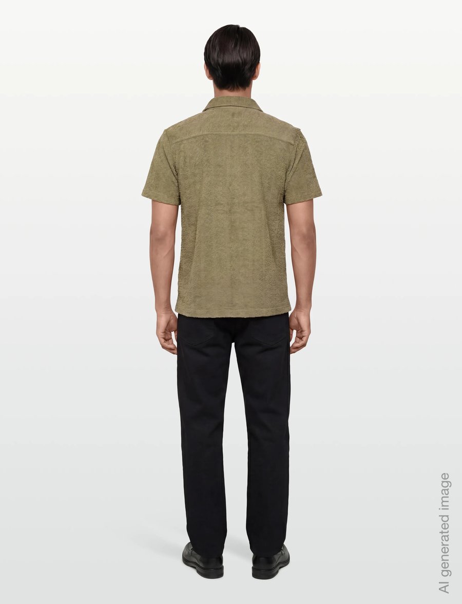 Morris - Shellby Terry Shirt - casual skjorter - olive - 4