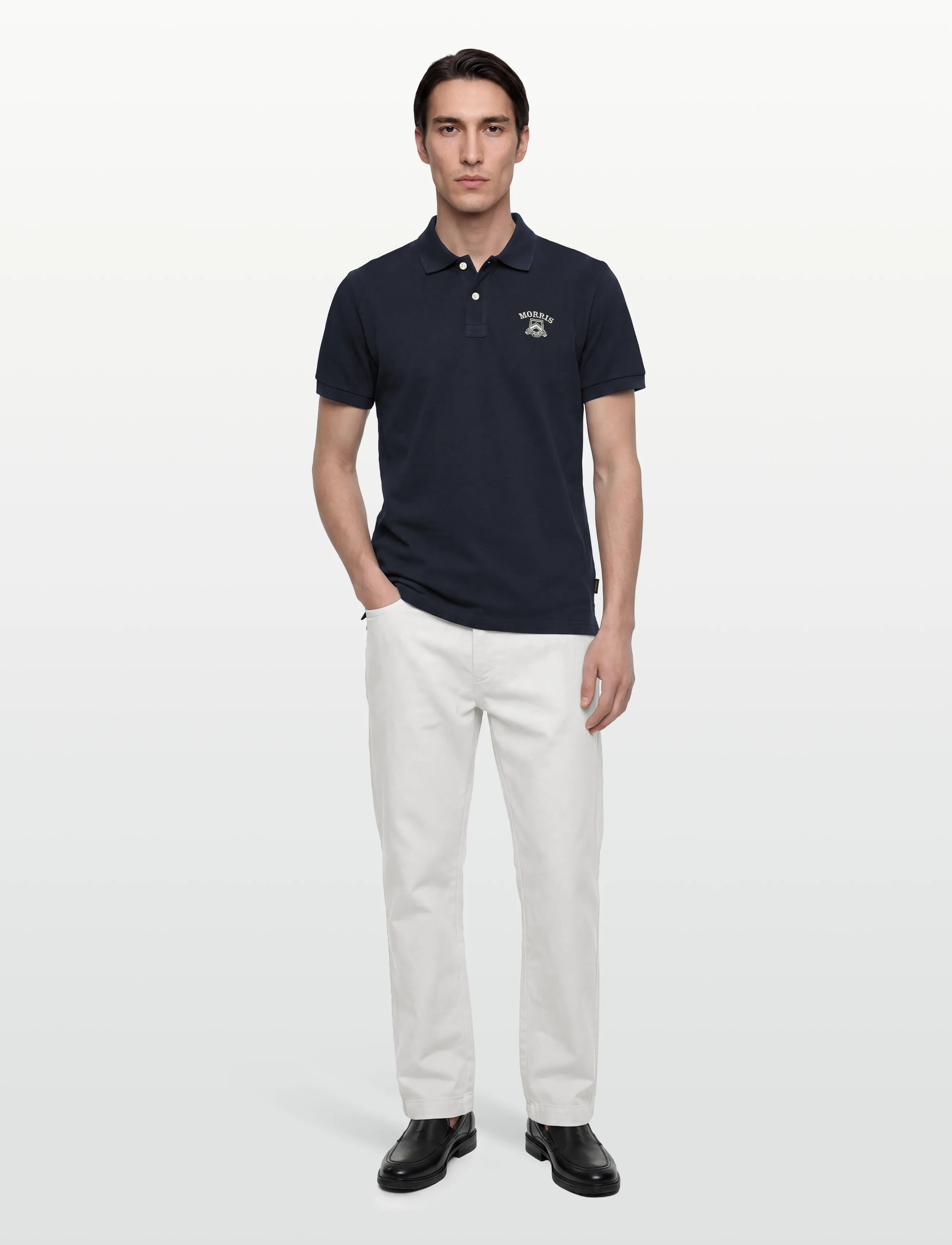 Morris Morris Piqué Shirt, L, Navy, Poloer > Kortærmede, Herre