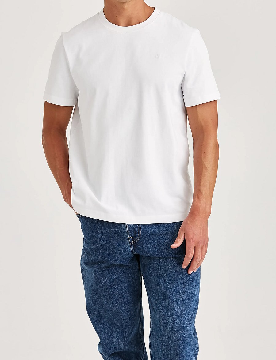 Morris - Blake Heavyweight Crew Neck T-Shirt - kortärmade t-shirts - white - 0