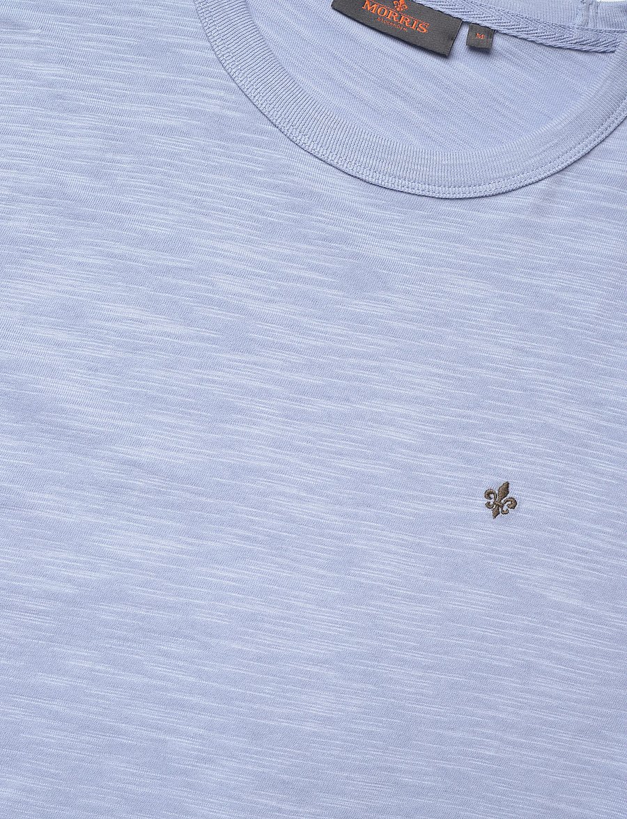 Morris - Watson Slub Tee - kurzärmelige t-shirts - blue - 5