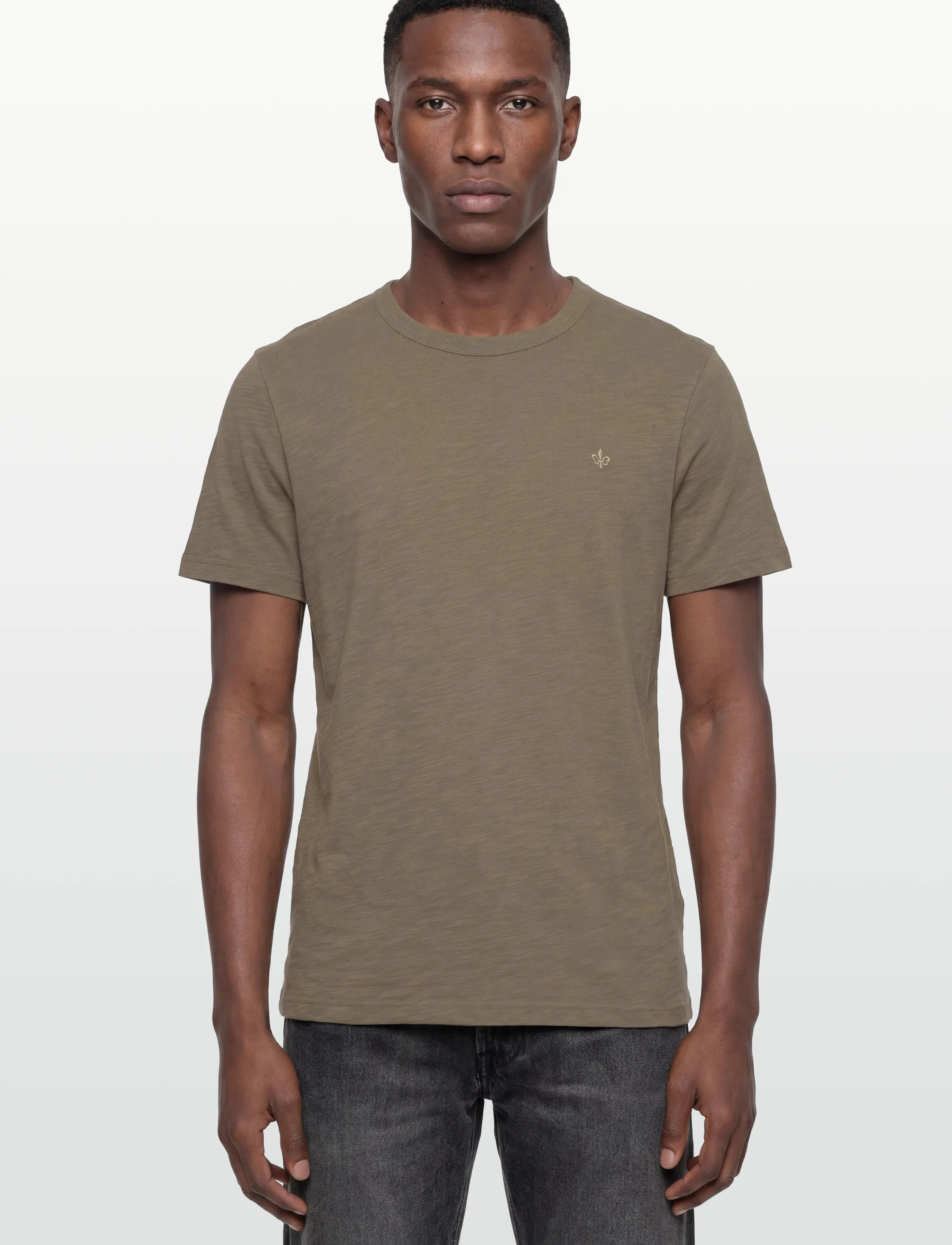 Morris - Watson Slub Tee - short-sleeved t-shirts - olive - 3