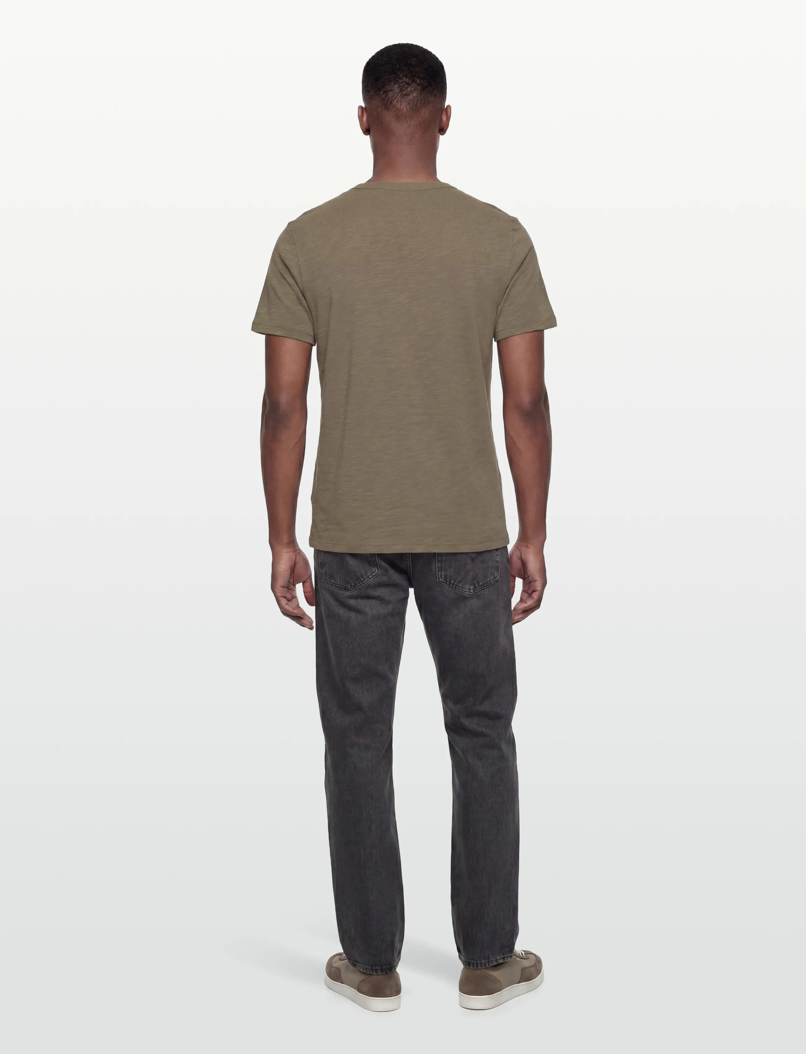Morris - Watson Slub Tee - short-sleeved t-shirts - olive - 4