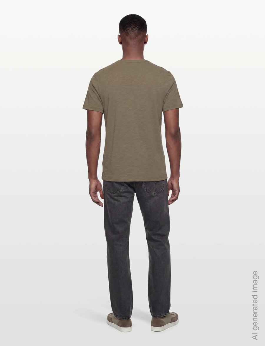 Morris - Watson Slub Tee - short-sleeved t-shirts - olive - 4