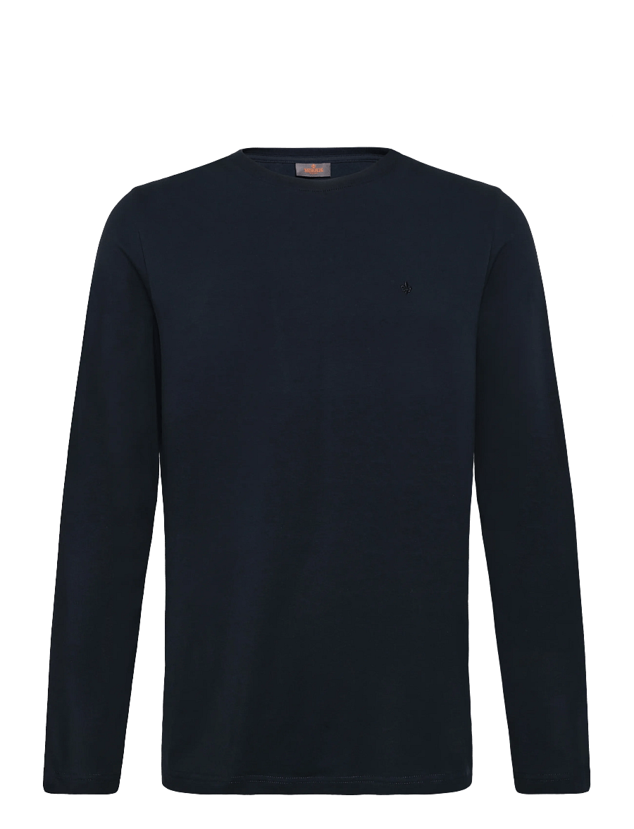 Morris - James Stretch LS Crew Neck T-Shirt - long-sleeved t-shirts - old blue - 1