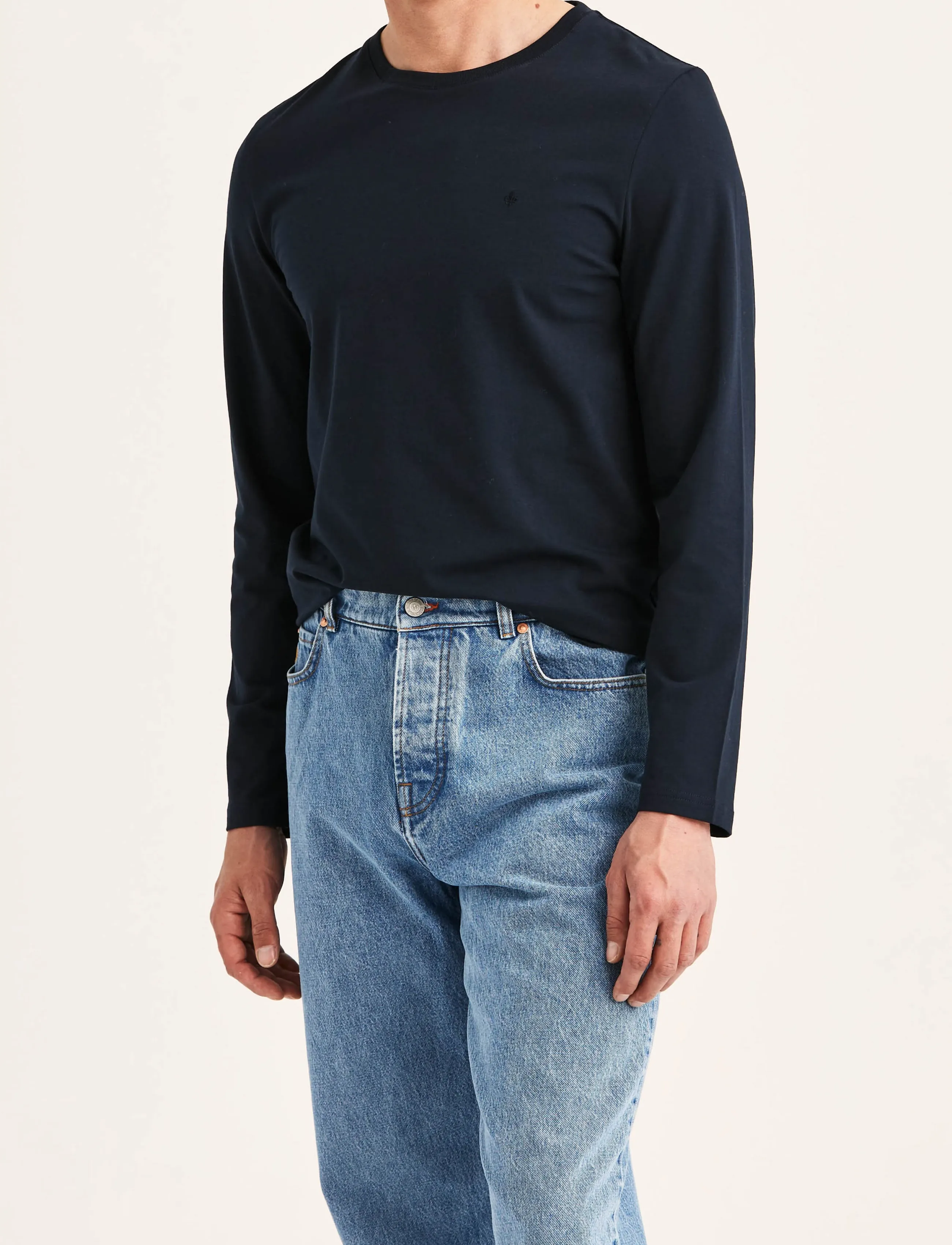 Morris James Stretch LS Crew Neck T-Shirt - Morris Stockholm - OLD BLUE / navy