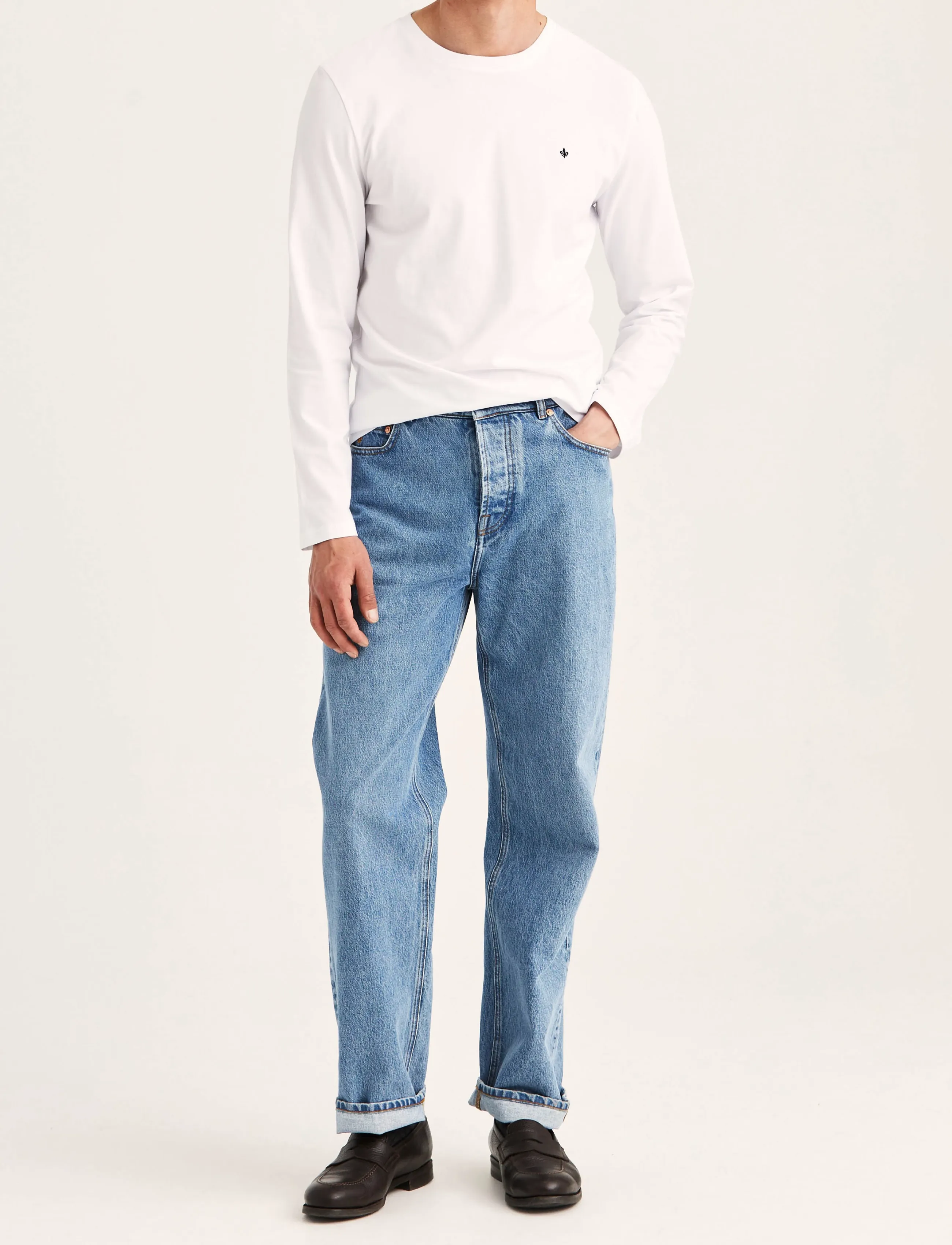 Morris - James Stretch LS Crew Neck T-Shirt - white - 3