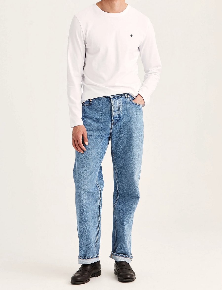 Morris - James Stretch LS Crew Neck T-Shirt - pikkade varrukatega t-särgid - white - 3