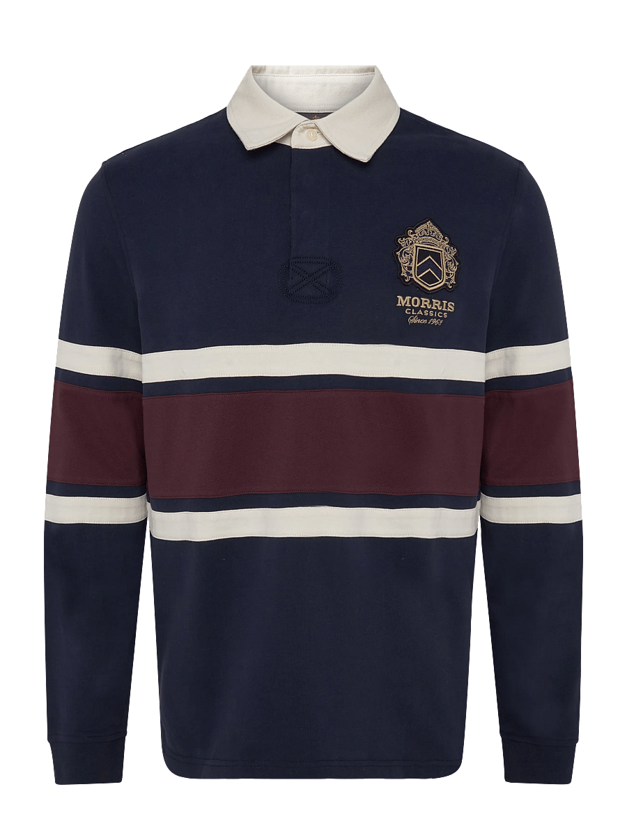 Morris - Harold Rugger - långärmade stickade pikétröjor - old blue - 1