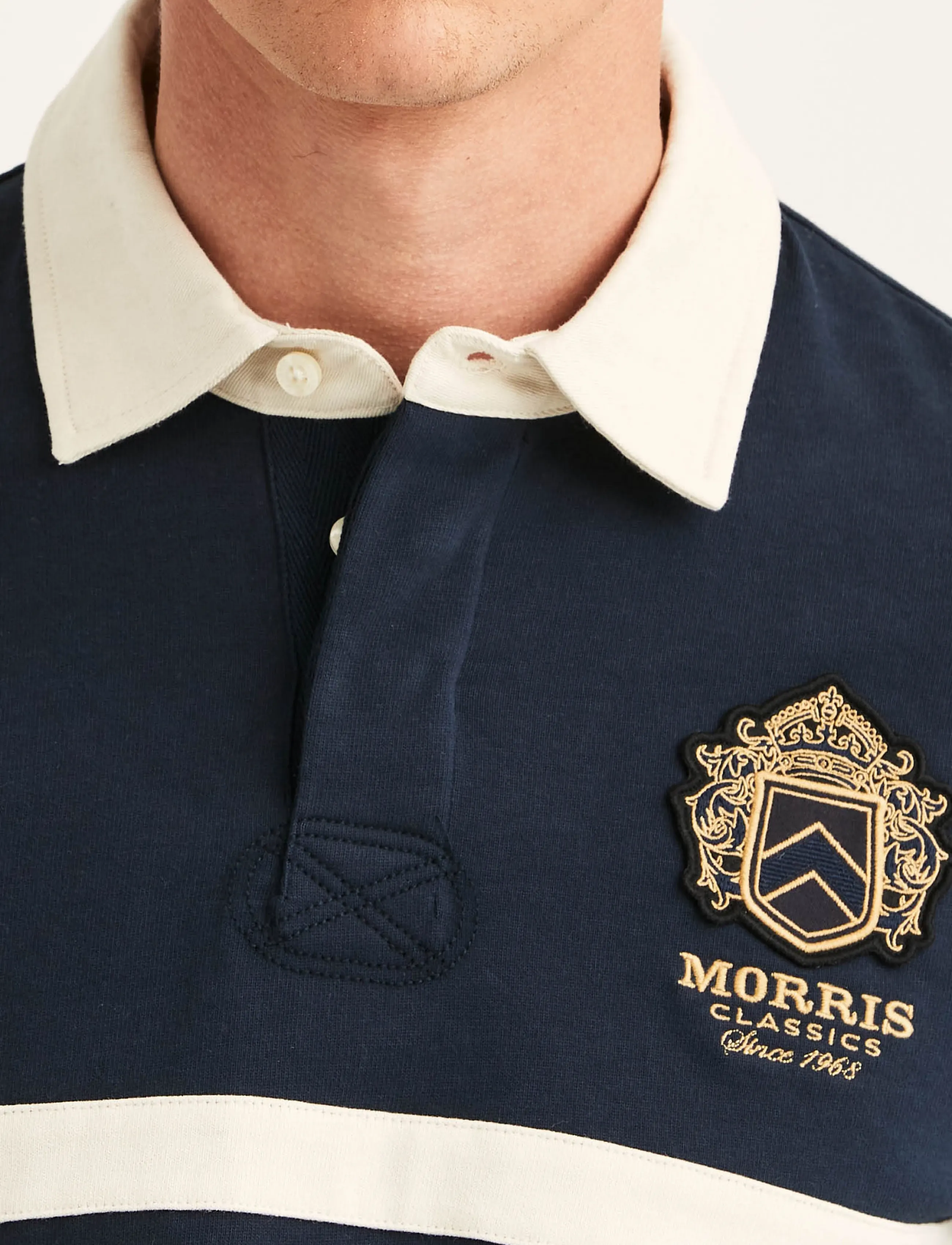 Morris - Harold Rugger - långärmade stickade pikétröjor - old blue - 5
