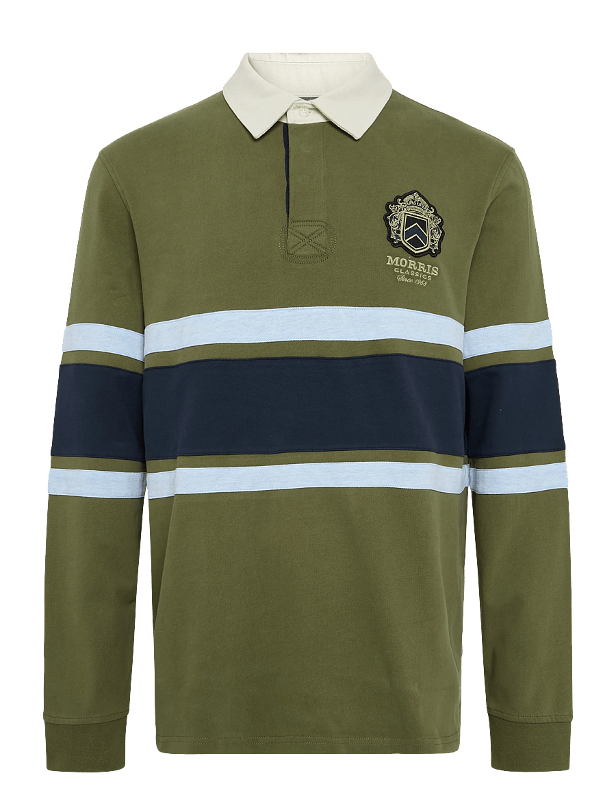 Morris - Harold Rugger - långärmade stickade pikétröjor - olive - 1